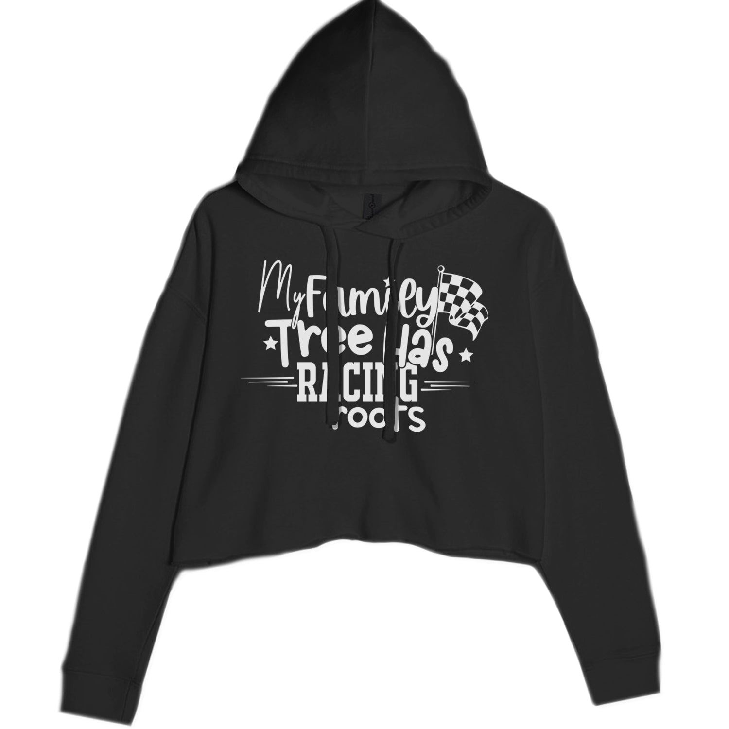 My Family Tree Has Racing Roots Cropped Hoodie Sweatshirt Black