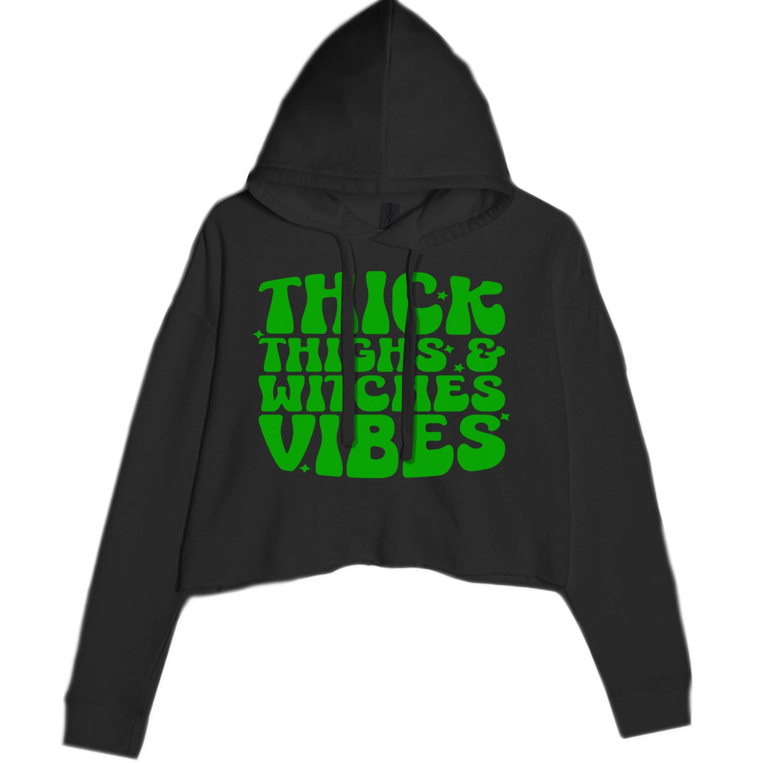 Thick Thighs And Witches Vibes Cropped Hoodie Sweatshirt Black