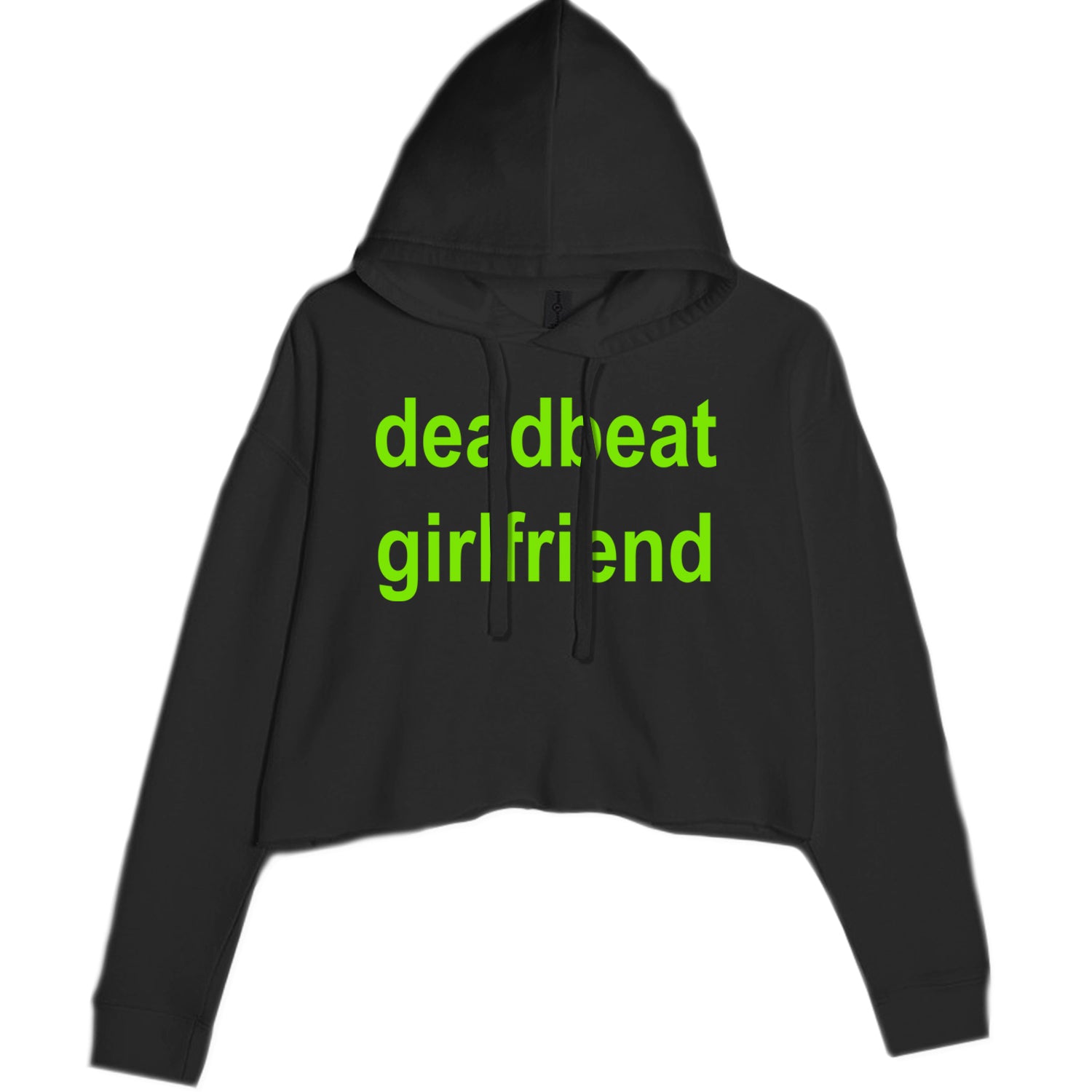 Deadbeat Girlfriend Y2K Slogan Cropped Hoodie Sweatshirt Black