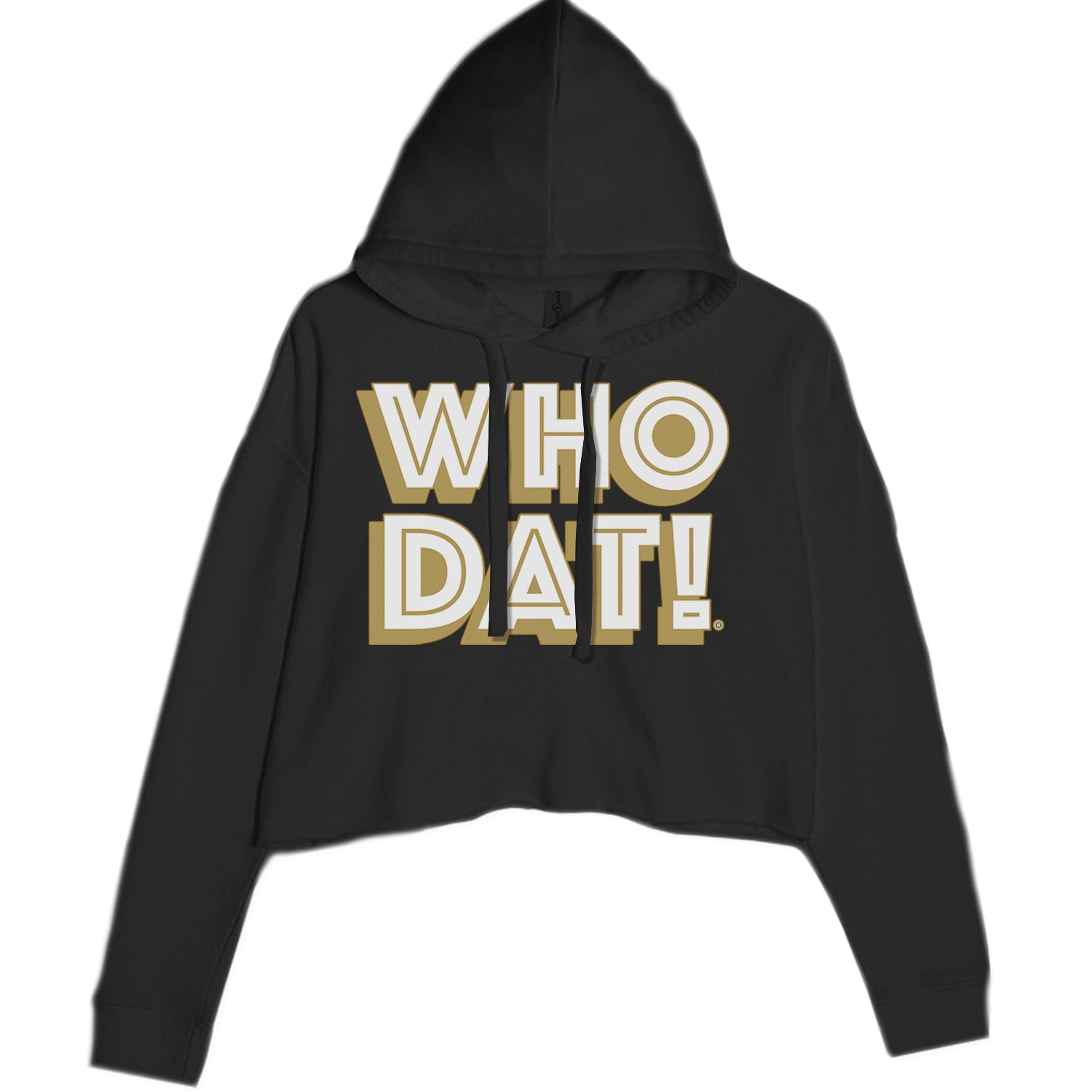 Who Dat Nation Big Bold New Orleans Cropped Hoodie Sweatshirt Black