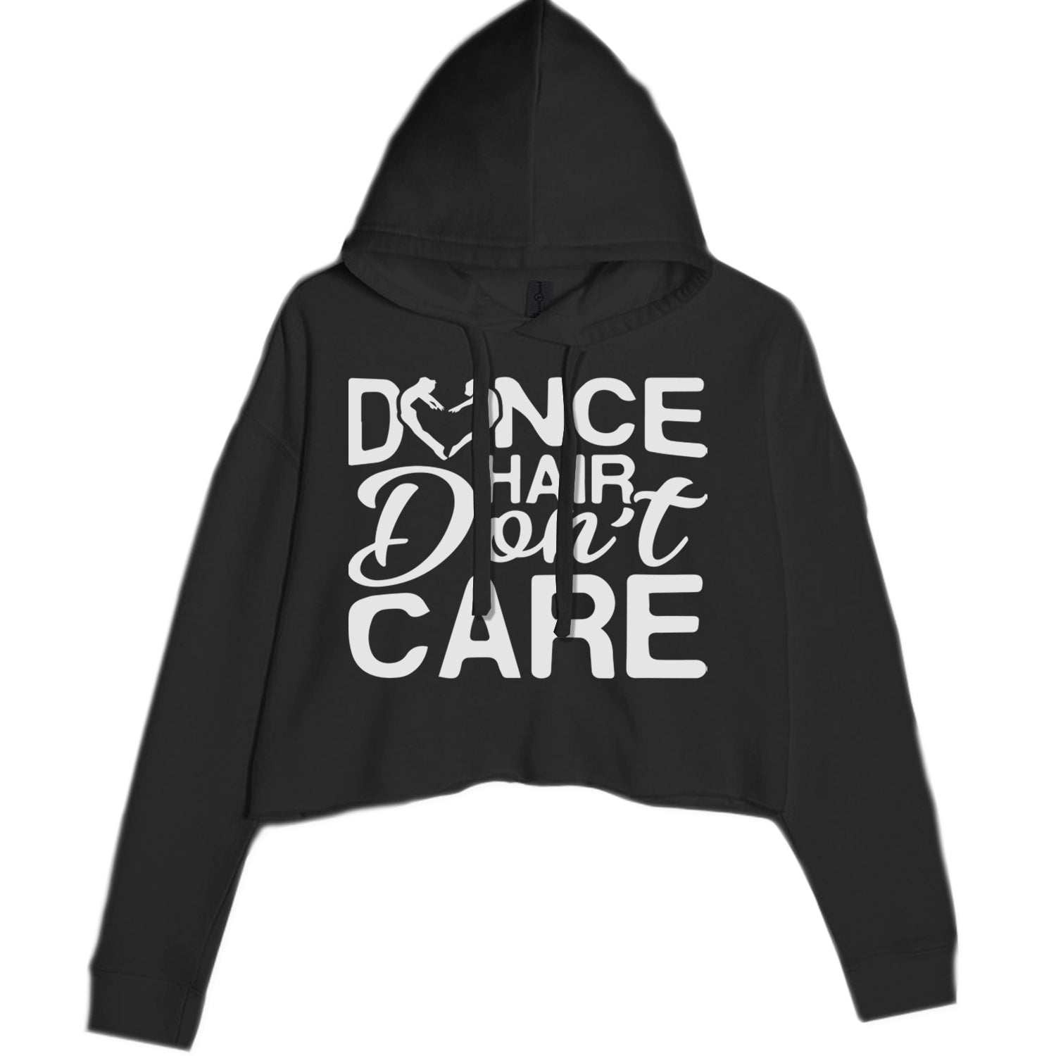 Dance Hair Don't Care Cropped Hoodie Sweatshirt Black