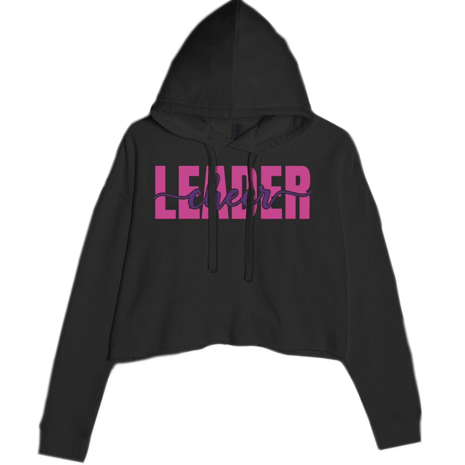 Cheerleader Script Style Cropped Hoodie Sweatshirt Black