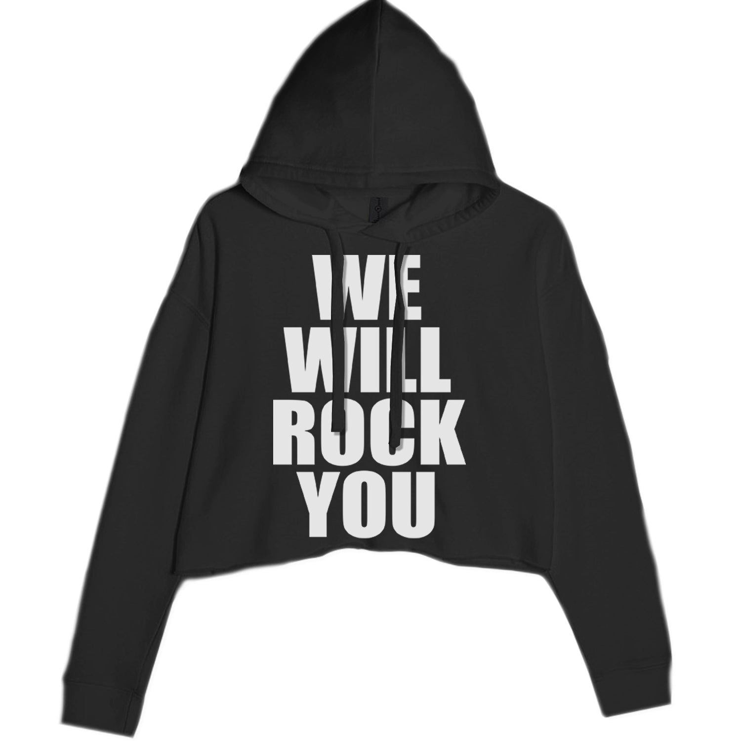 We Will Rock You Cropped Hoodie Sweatshirt Black