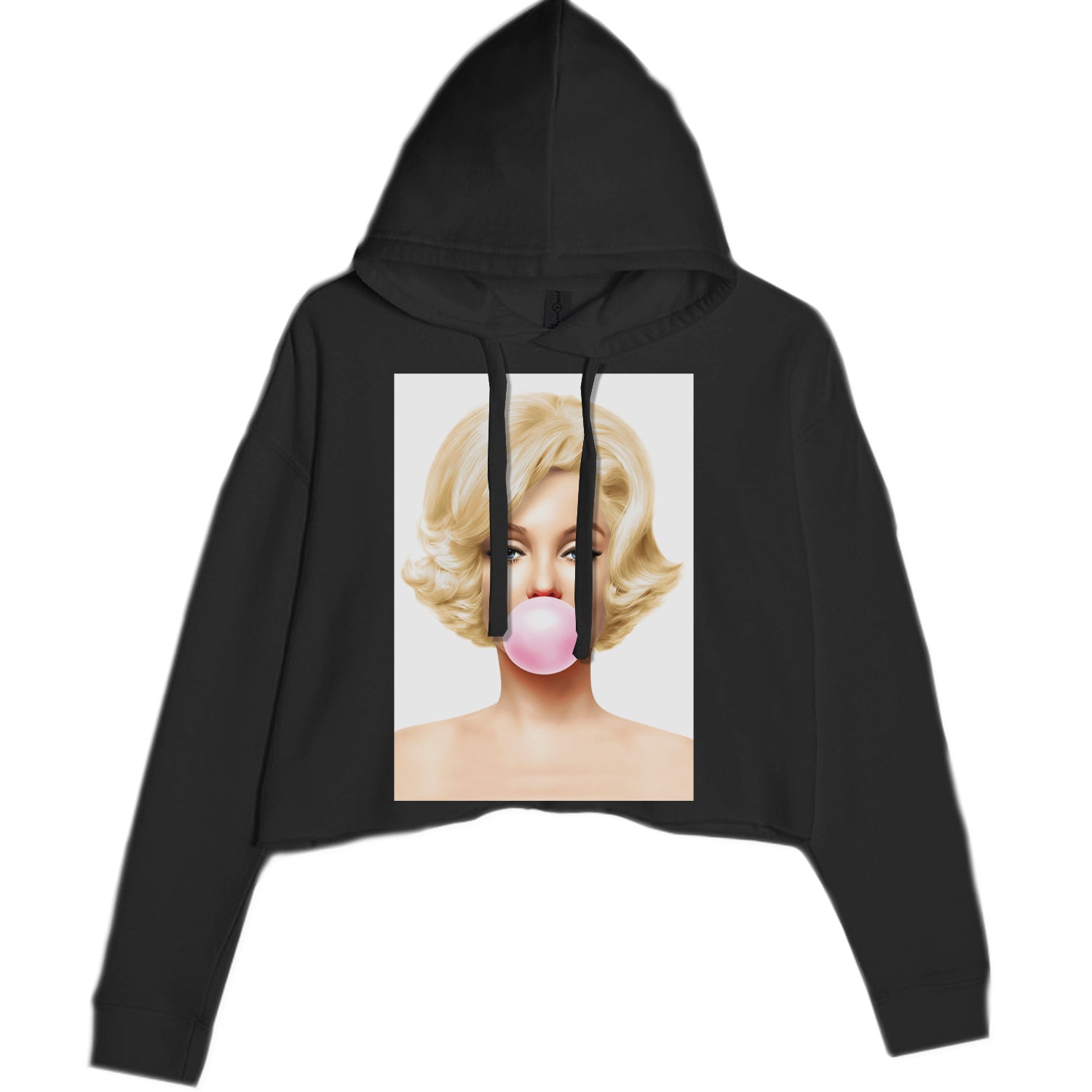 Ms. Monroe Pink Bubble Gum American Icon Cropped Hoodie Sweatshirt Black