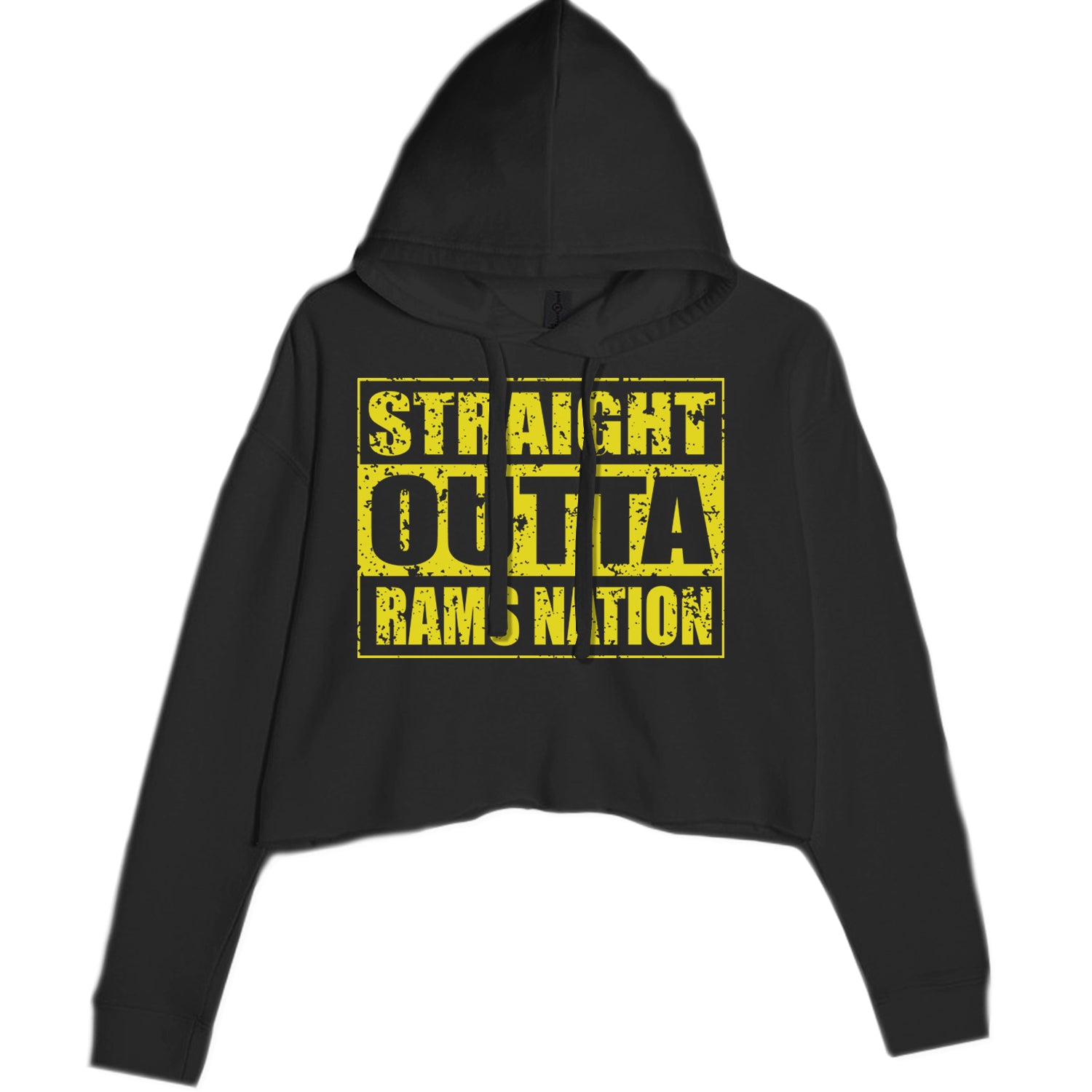 Straight Outta Rams Nation   Cropped Hoodie Sweatshirt Black