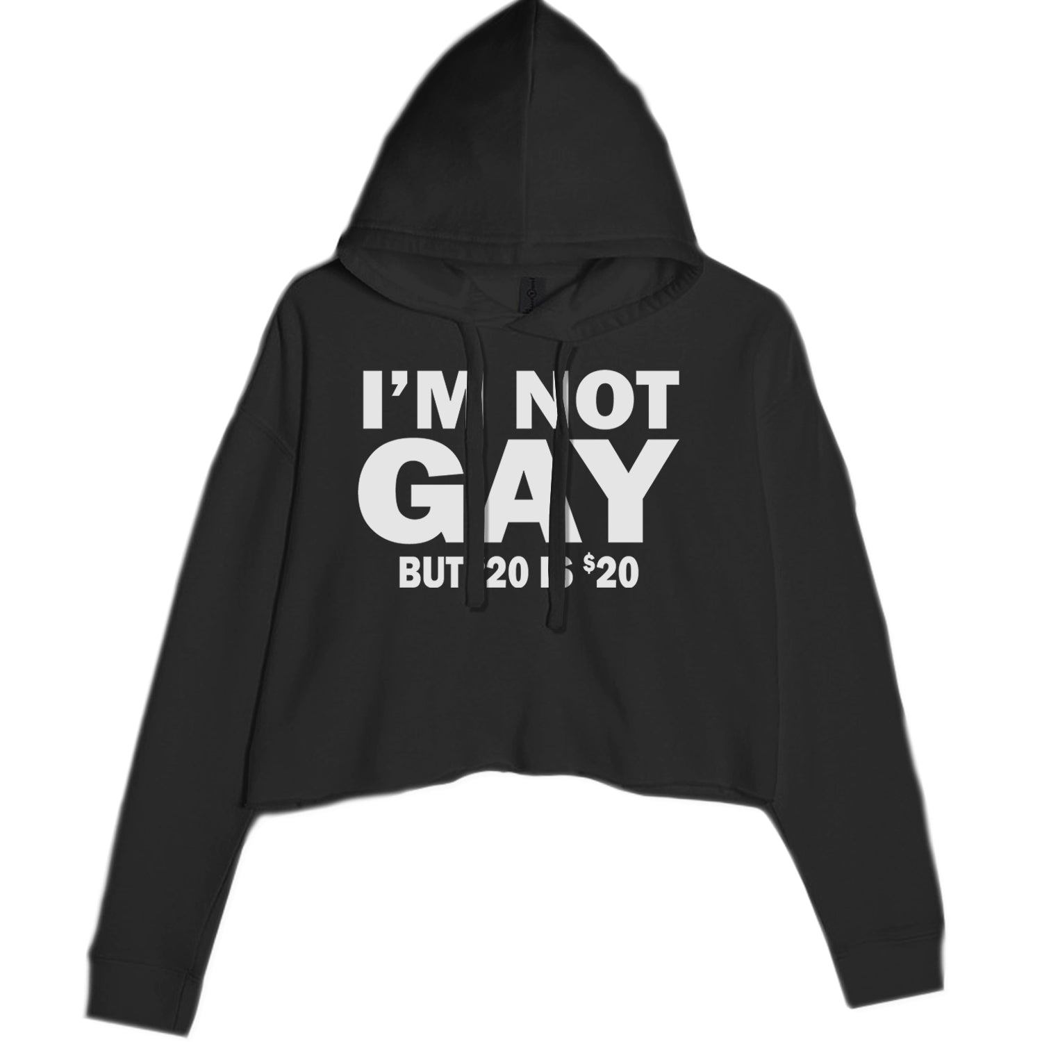 I'm Not Gay, But $20 Bucks is $20 Bucks Cropped Hoodie Sweatshirt Black