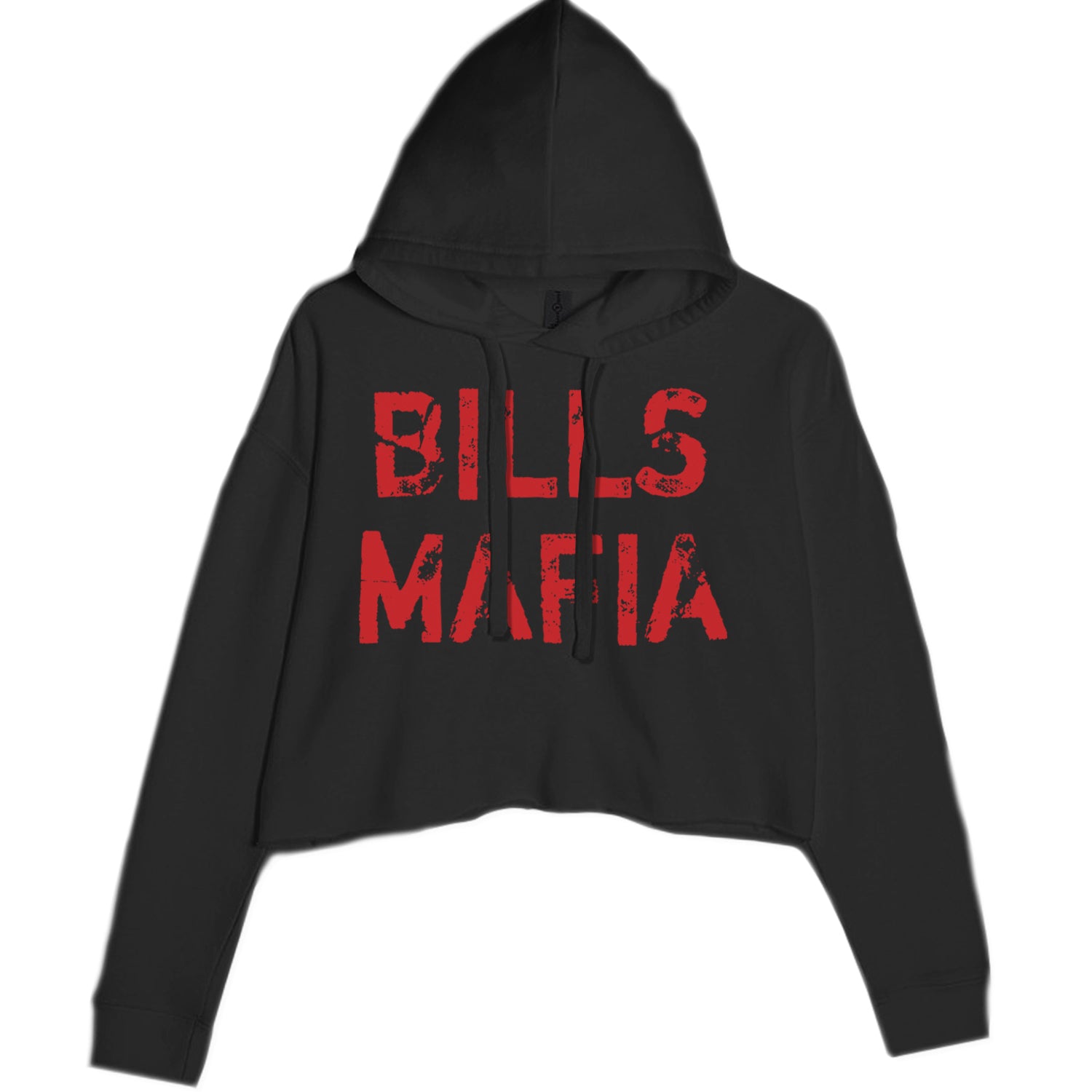 Distressed Bills Mafia Football Cropped Hoodie Sweatshirt Black