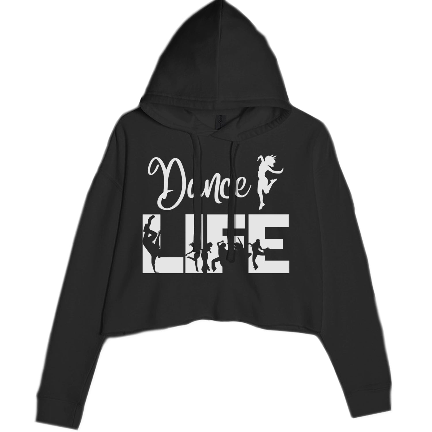 Dance Life Silhouette Dancers Cropped Hoodie Sweatshirt Black