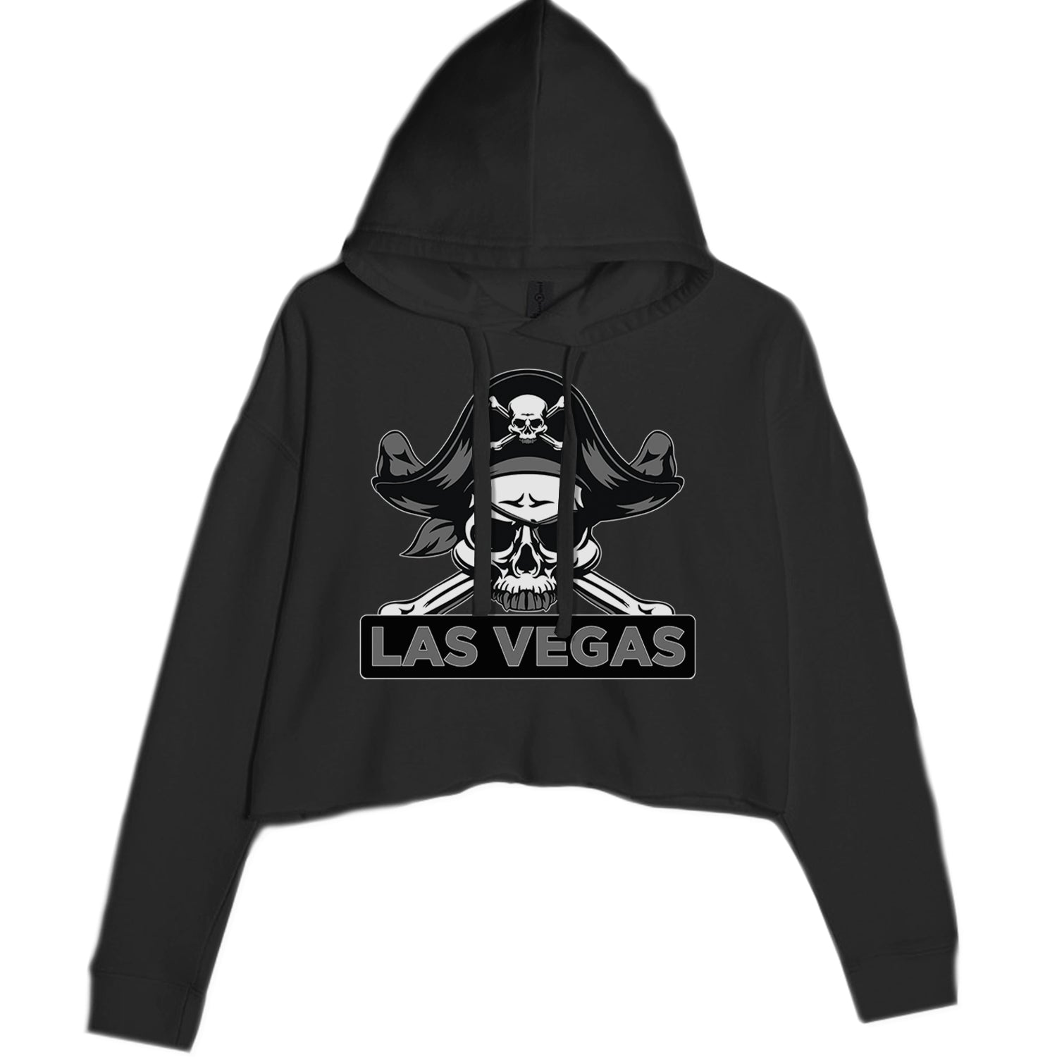 Raider Skull Straight Outta Las Vegas Cropped Hoodie Sweatshirt Black