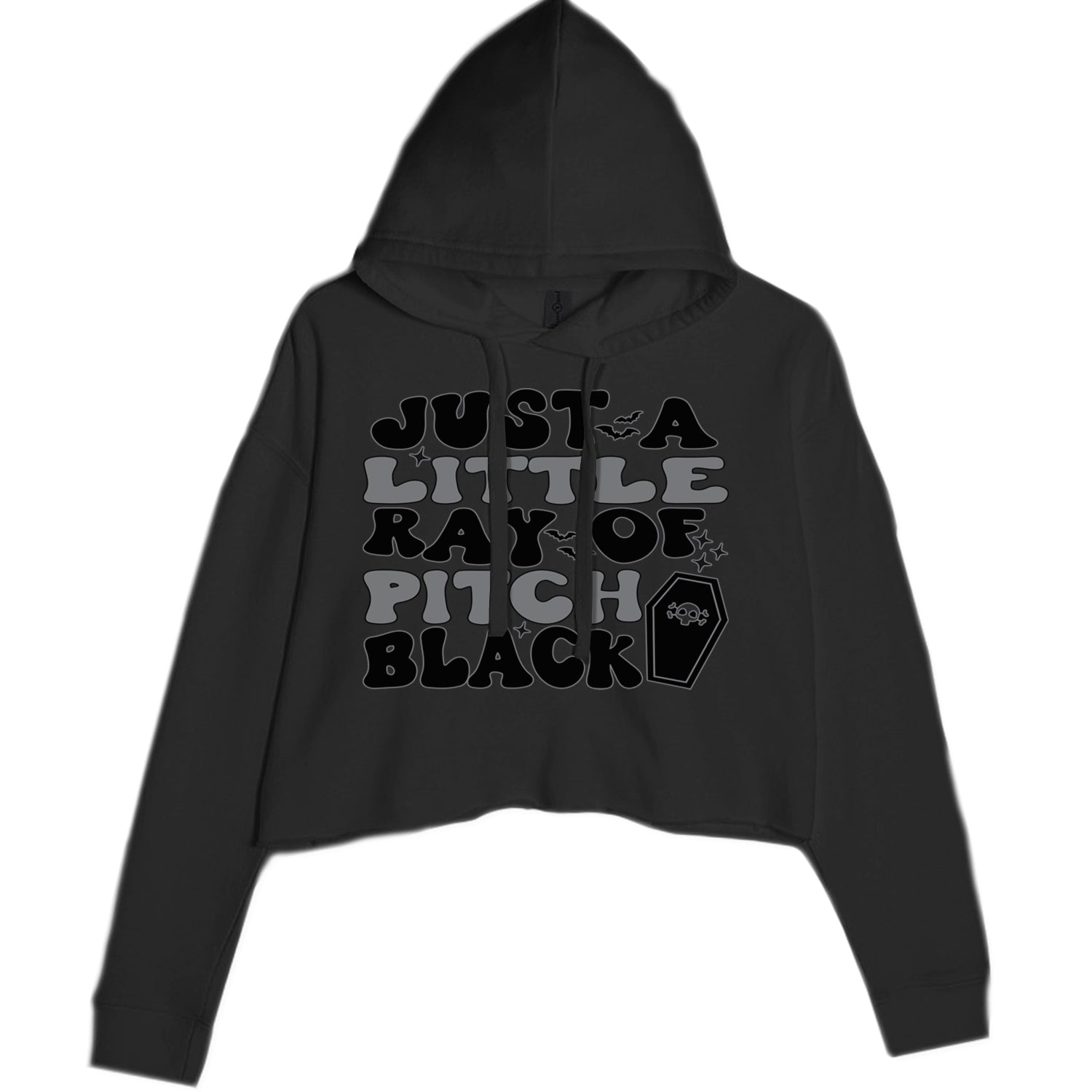 Just A Little Ray of Pitch Black Cropped Hoodie Sweatshirt Black