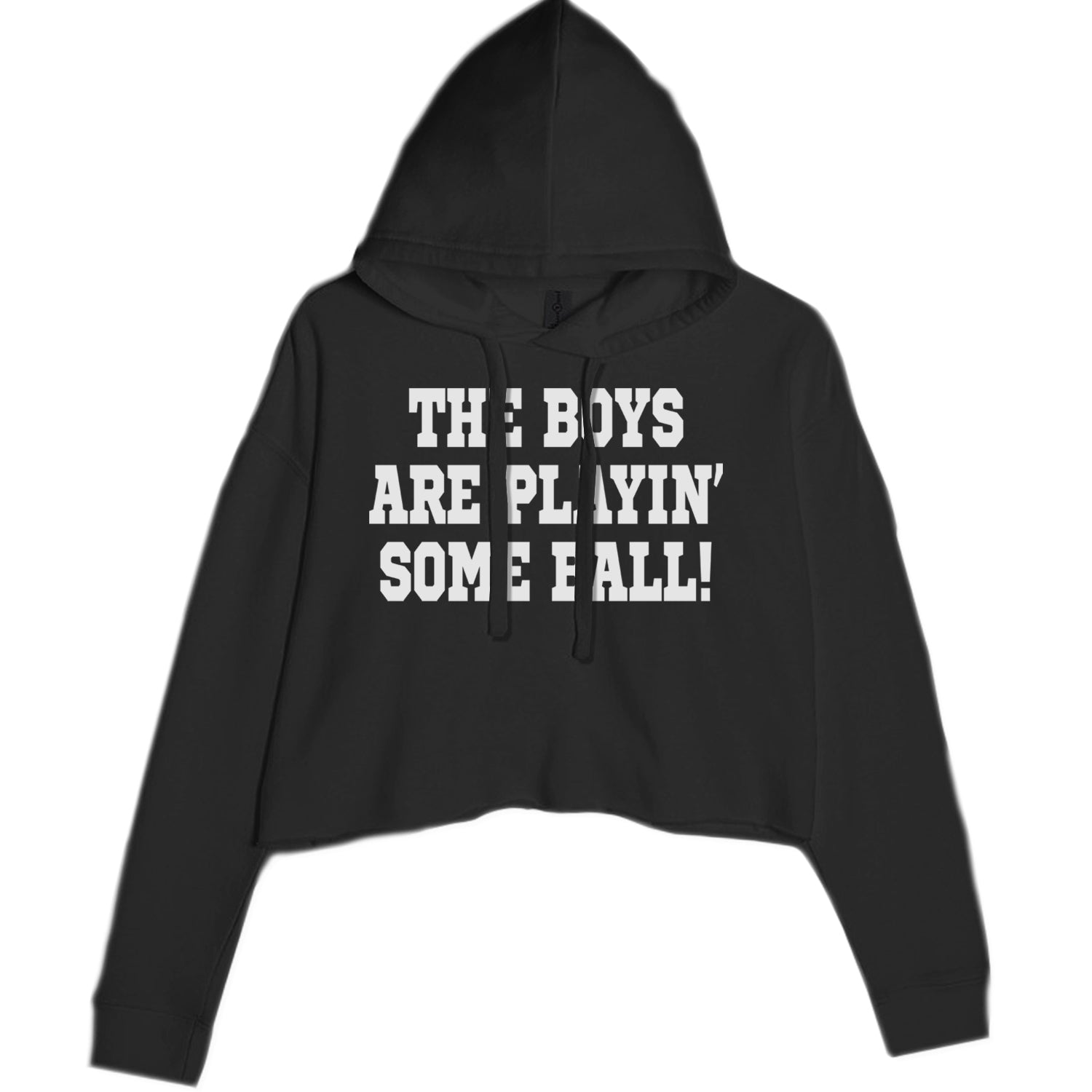 The Boys Are Playing Some Baseball Cropped Hoodie Sweatshirt Black