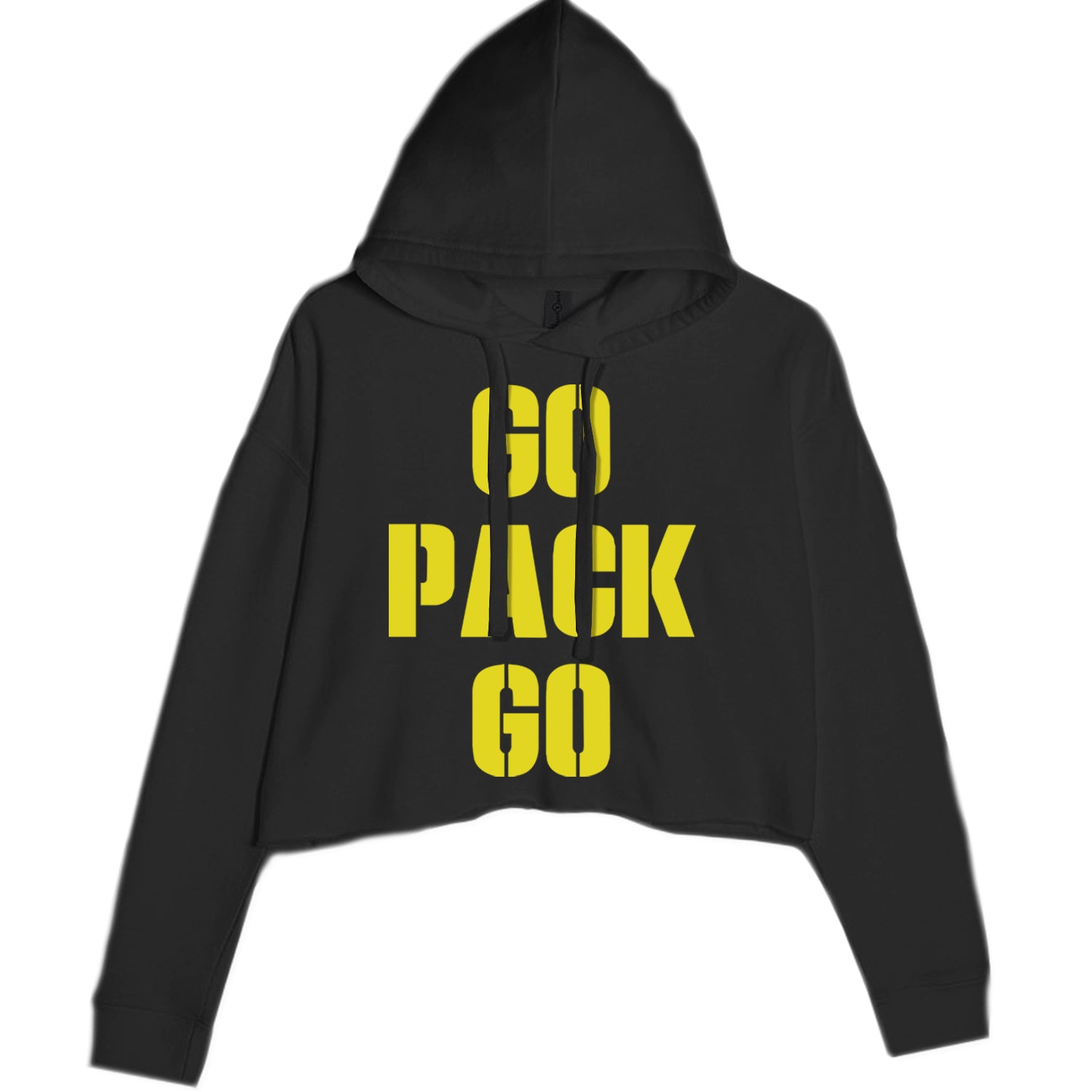 Go Pack Go Green Bay Cropped Hoodie Sweatshirt Black