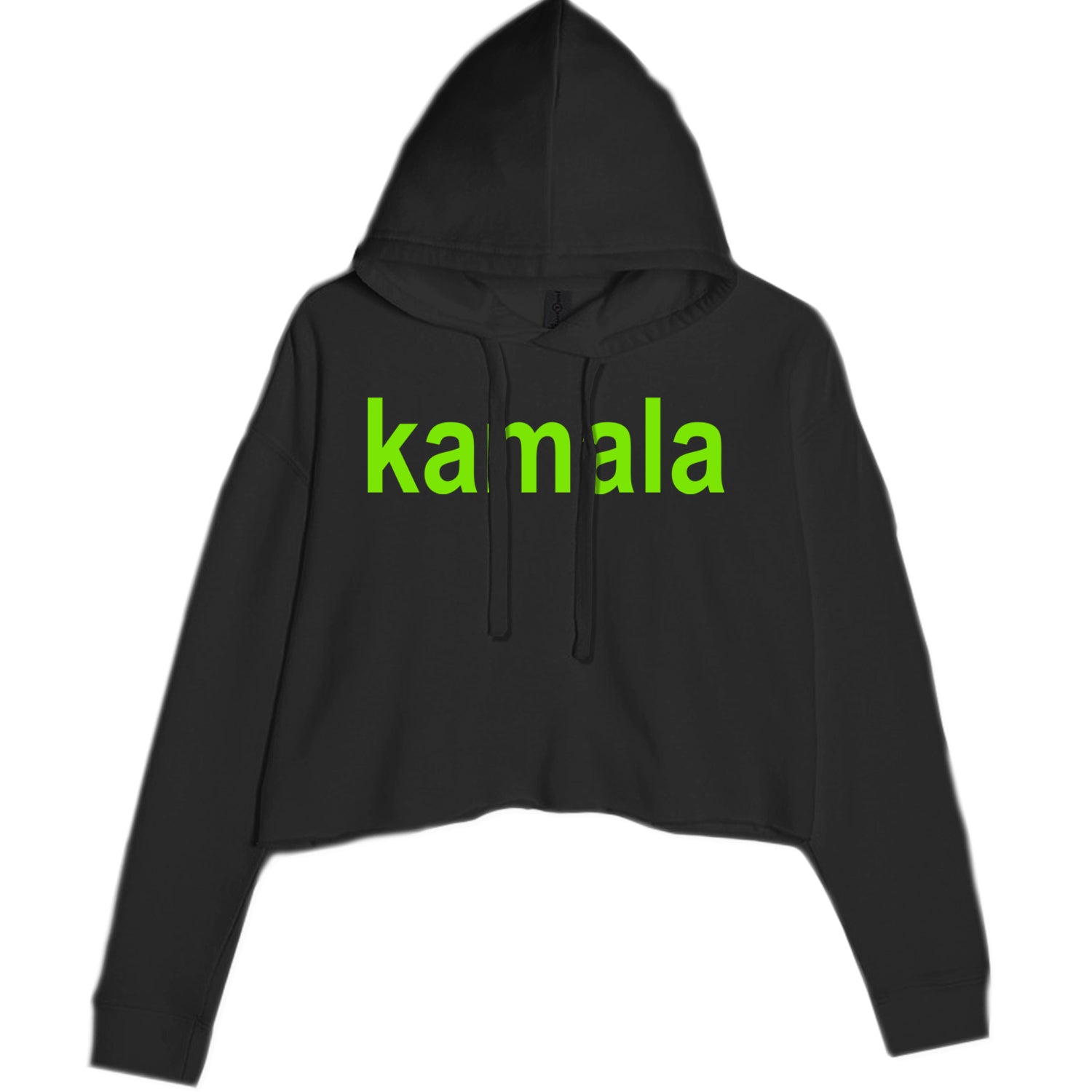 Kamala Bright Green Brat Coconut Tree Cropped Hoodie Sweatshirt Black