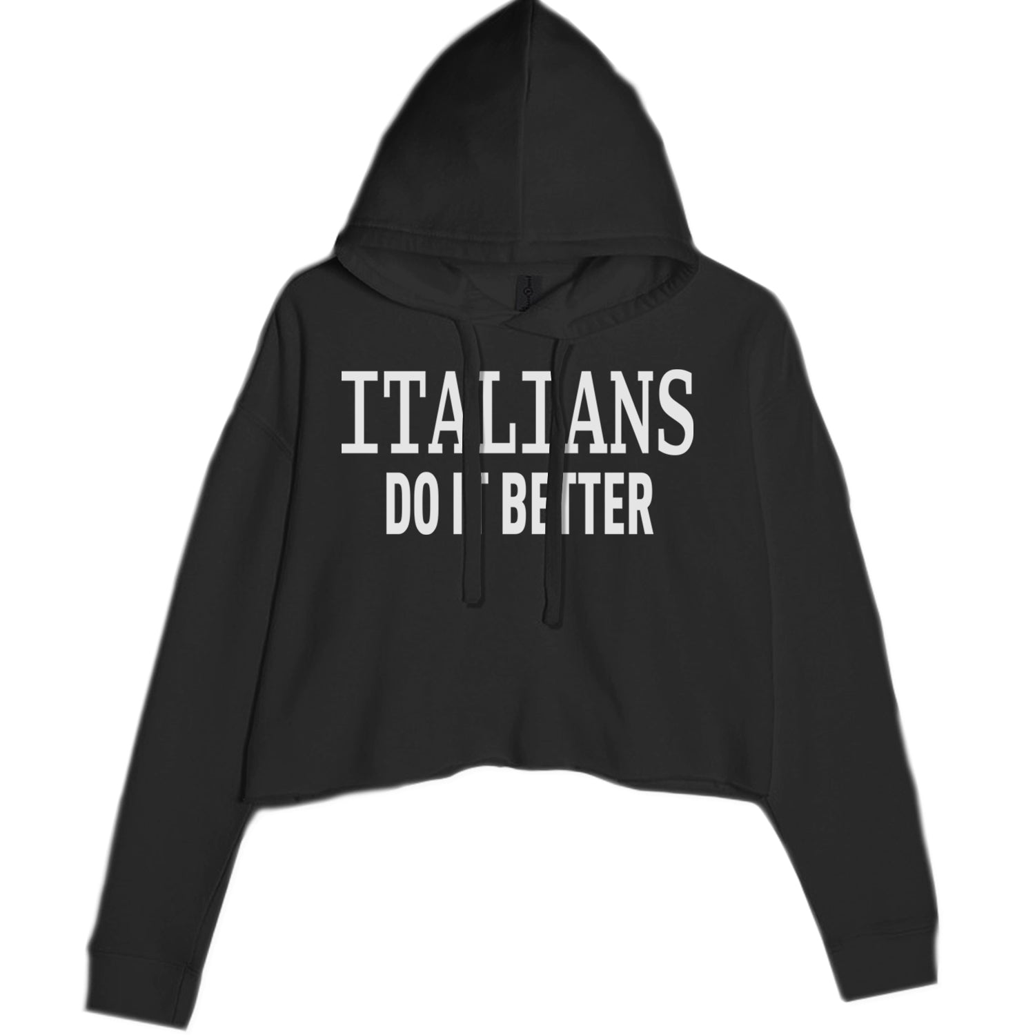 Italians Do It Better 80's Retro Celebration Cropped Hoodie Sweatshirt Black