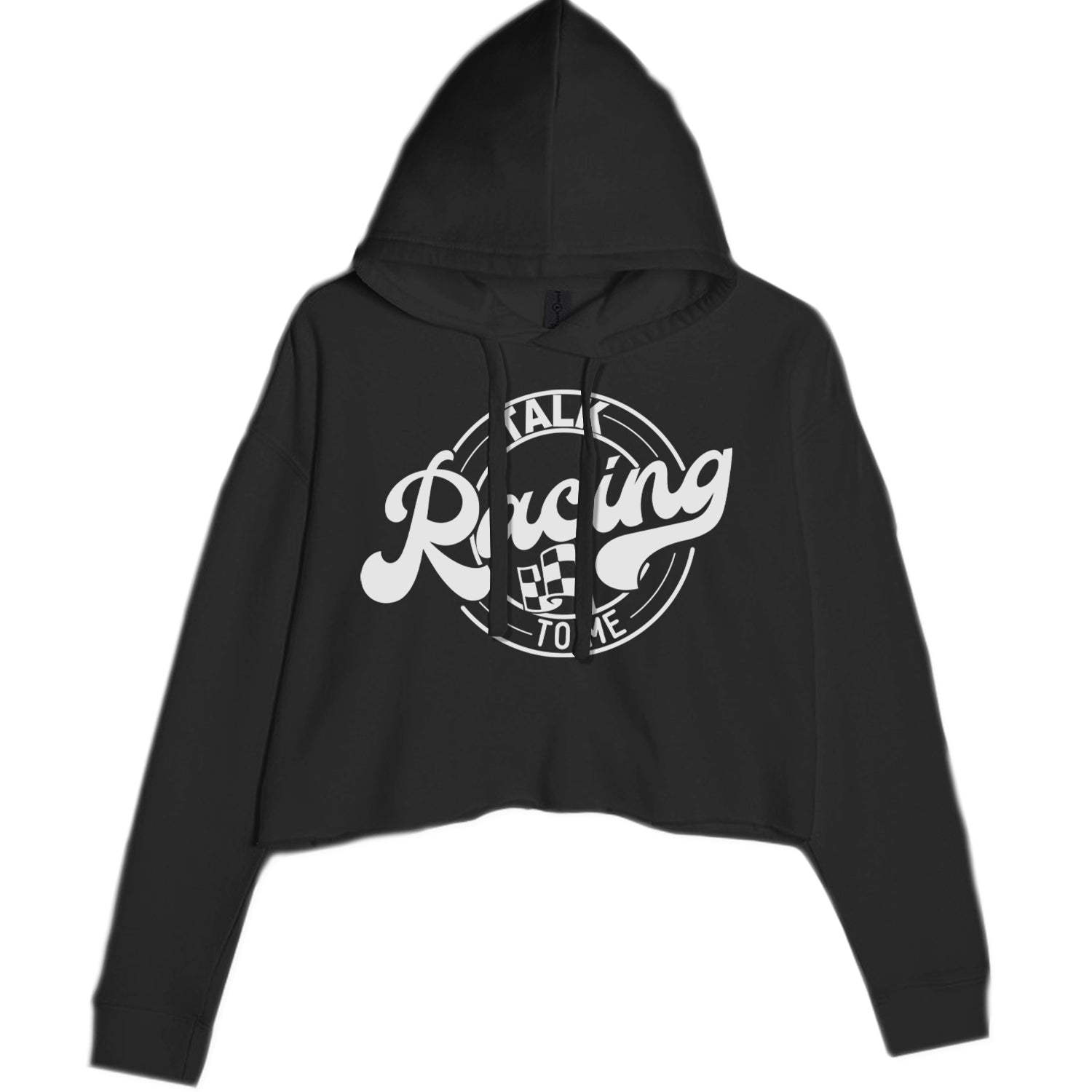 Talk Racing To Me Cropped Hoodie Sweatshirt Black