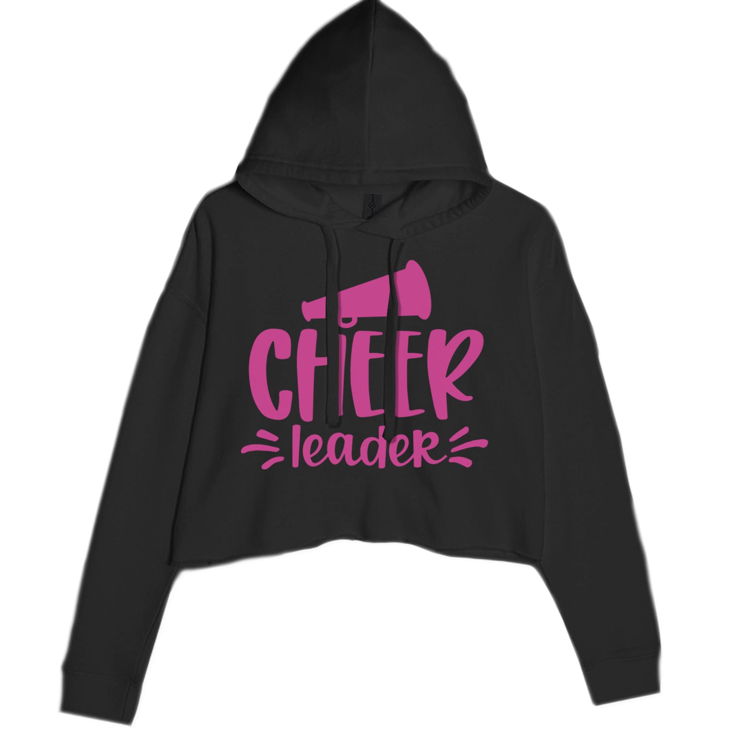 Cheerleader Bullhorn Cropped Hoodie Sweatshirt Black