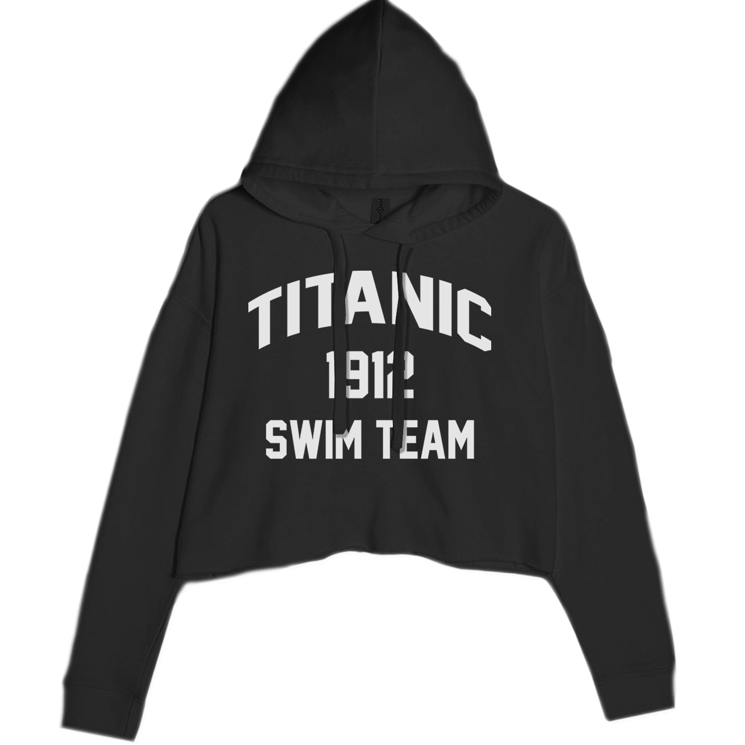 Titanic Swim Team 1912 Funny Cruise Cropped Hoodie Sweatshirt Black