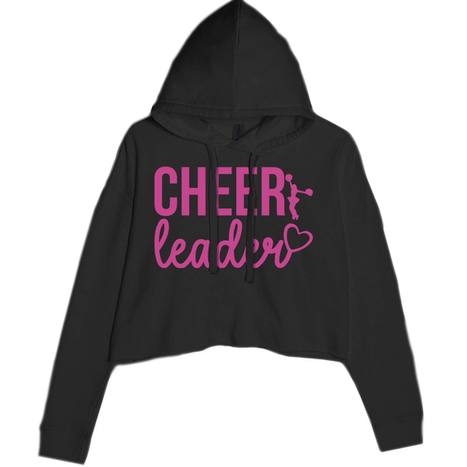 Cheerleader Heart Love Cropped Hoodie Sweatshirt Black