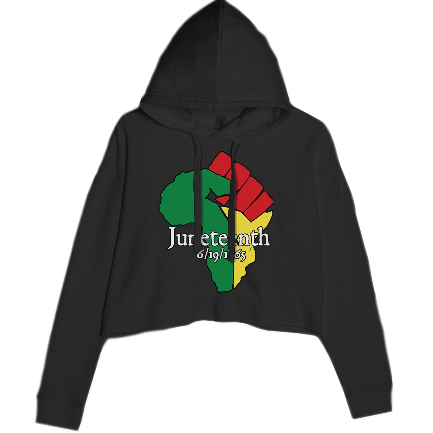 Juneteenth Raised Fist Africa Celebrate Emancipation Day Cropped Hoodie Sweatshirt Blue Clouds