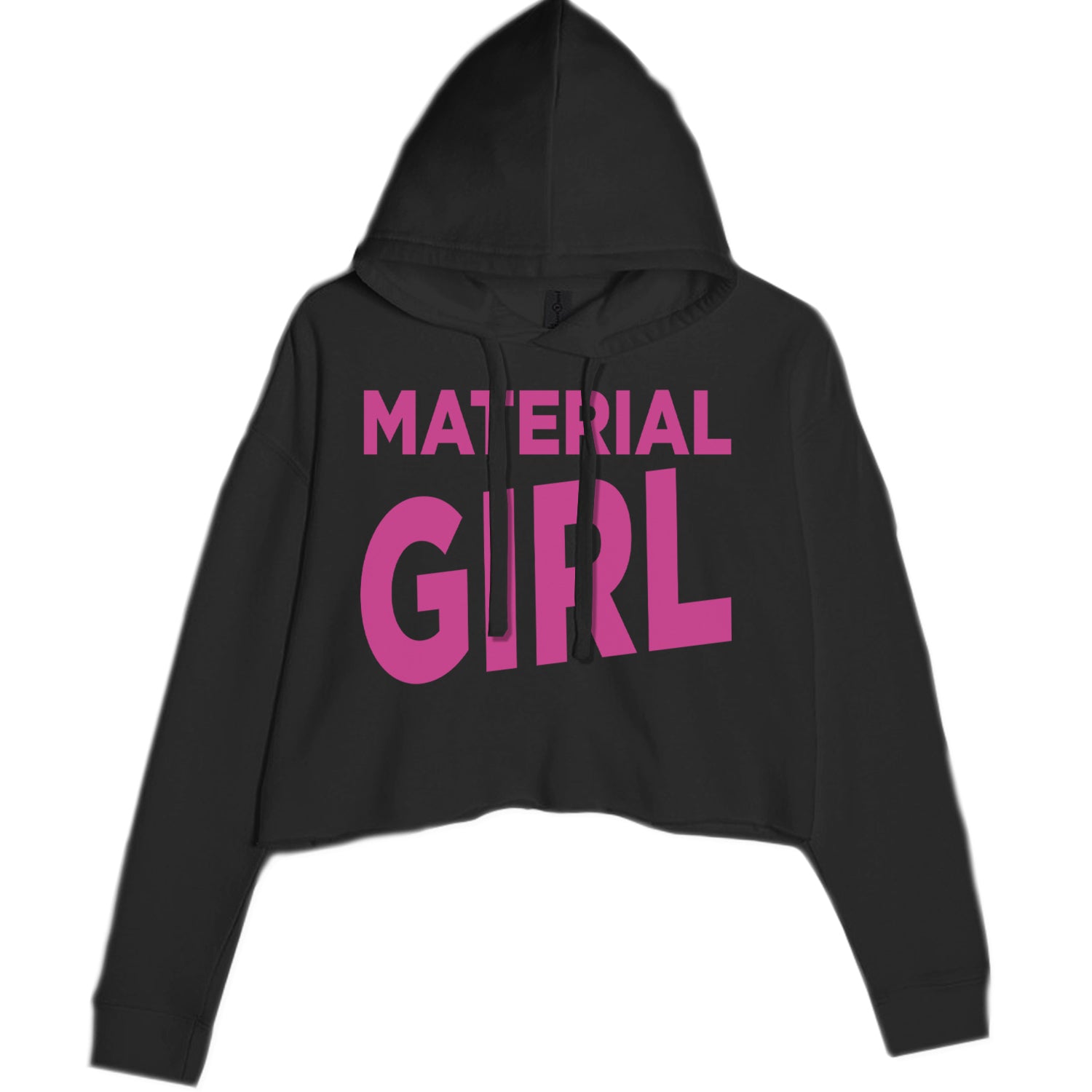 Material Girl 80's Retro Celebration Cropped Hoodie Sweatshirt Black