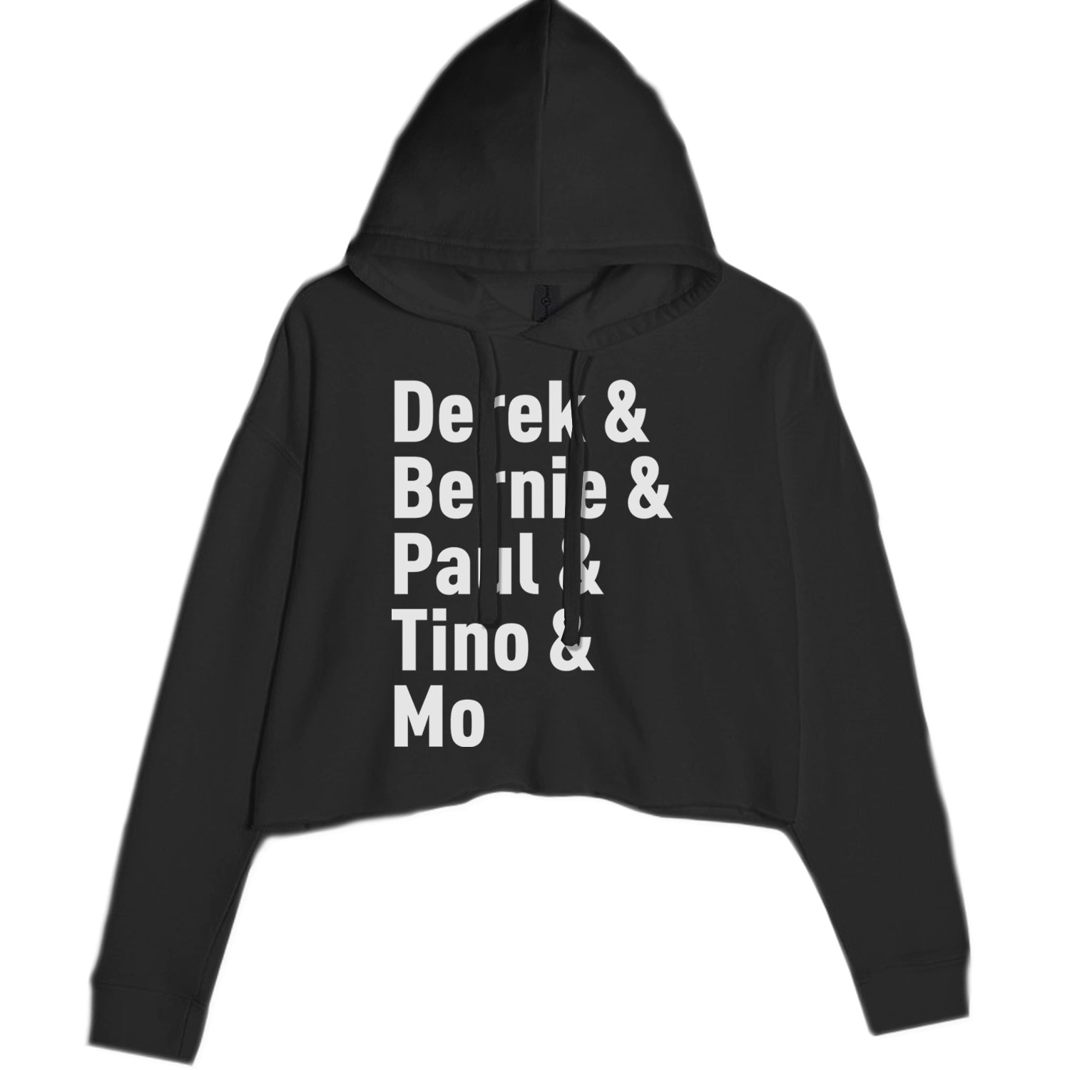 Derek & Bernie & Paul & Tino & Mo Cropped Hoodie Sweatshirt Black