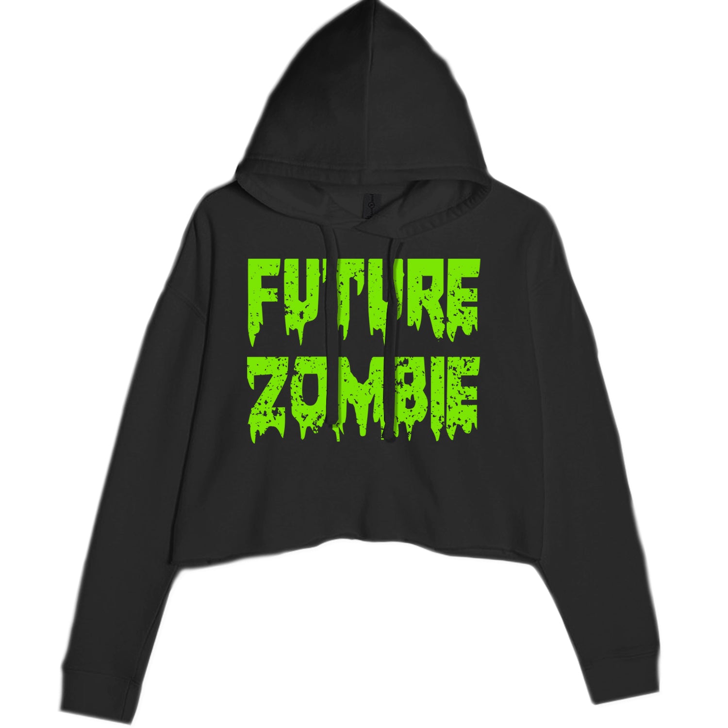 Future Zombie Horror Cropped Hoodie Sweatshirt Black