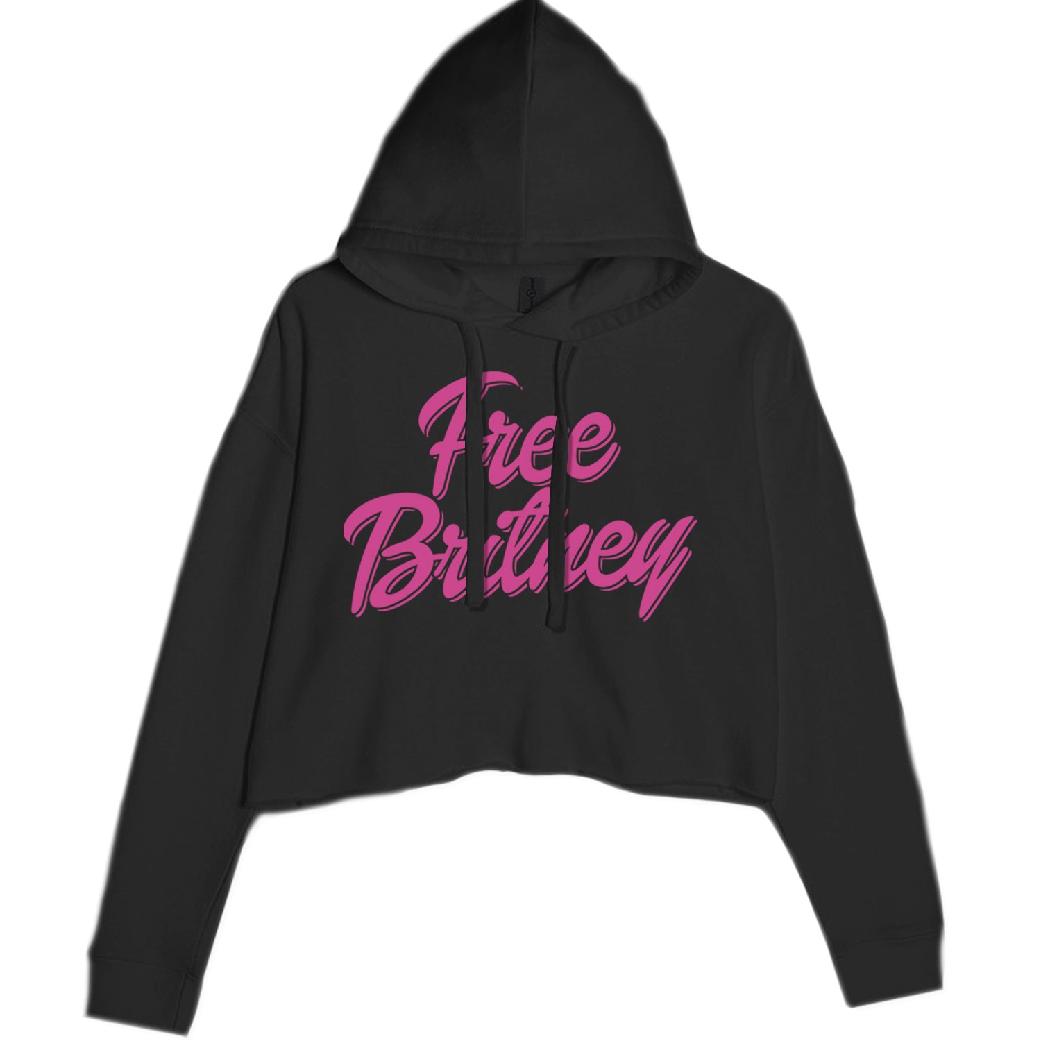 Pink Free Britney Cropped Hoodie Sweatshirt Black