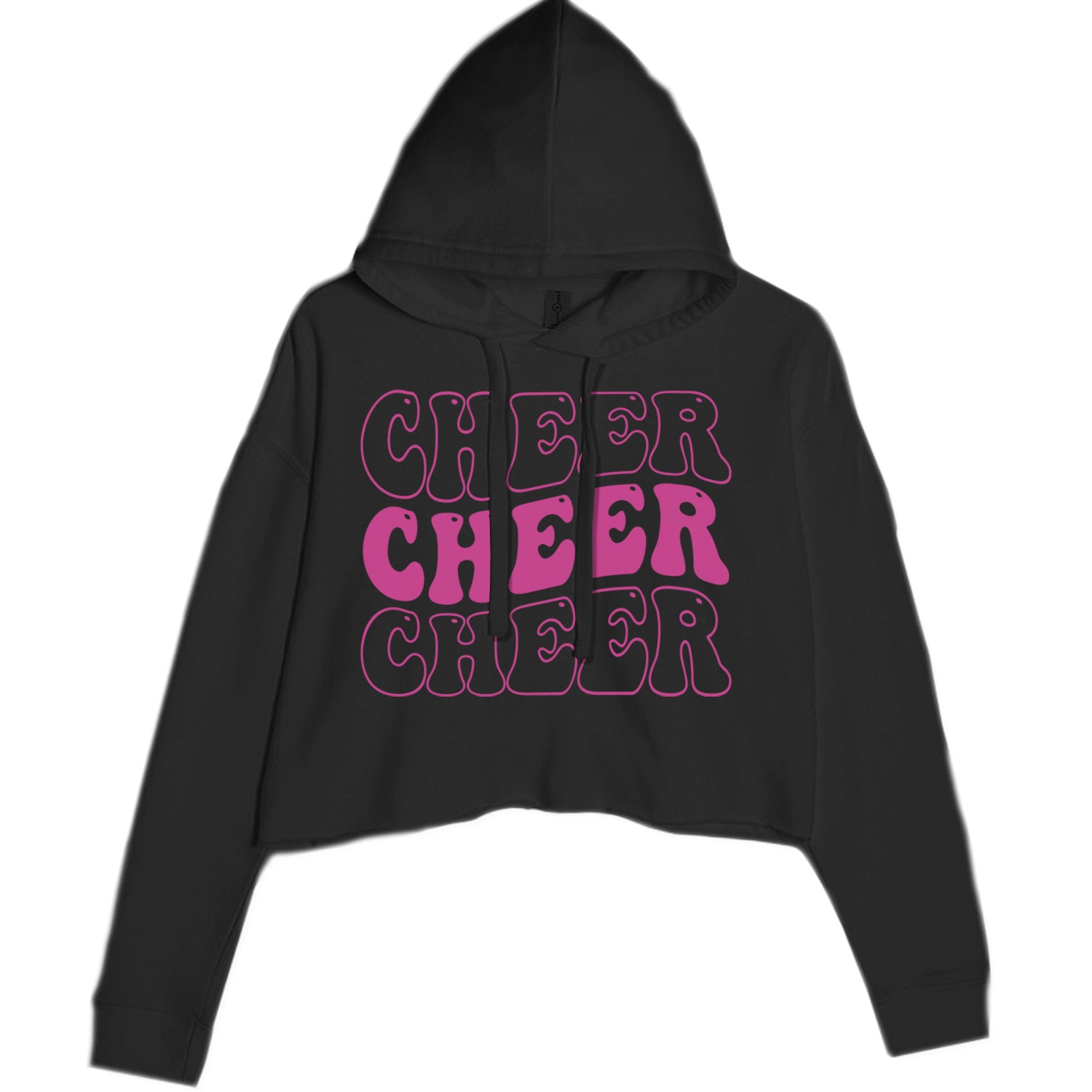 Cheer Cheer Cheer Cropped Hoodie Sweatshirt Black