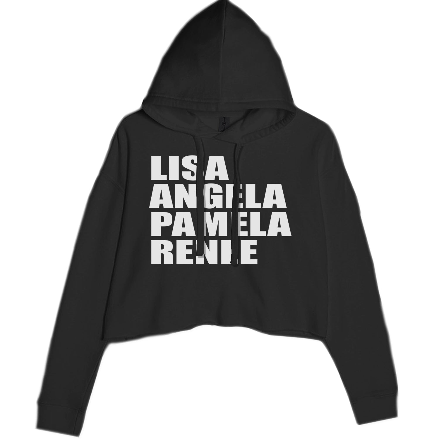 Lisa Angela Pamela Renee Around The Way Girl Cropped Hoodie Sweatshirt Black