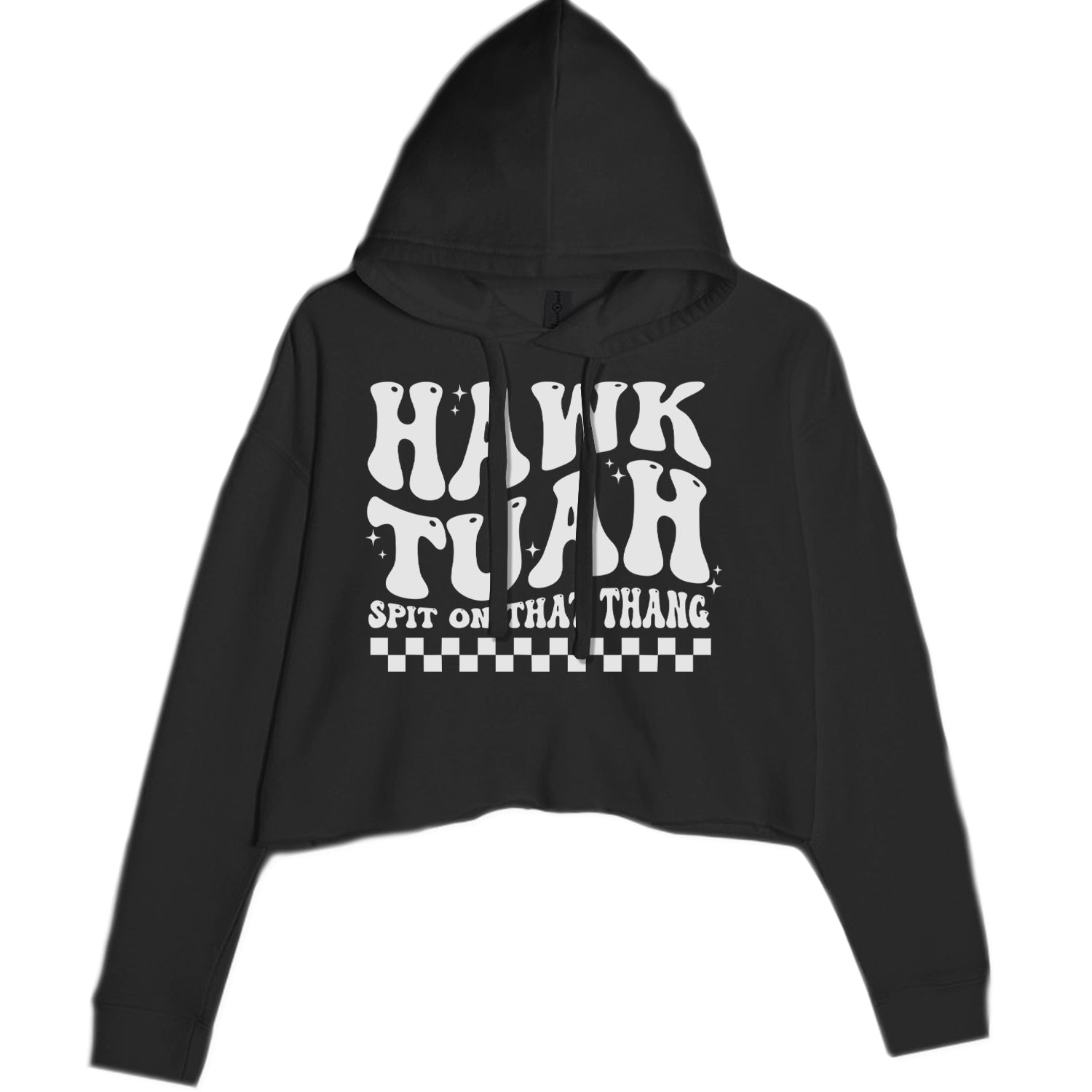 Hawk Tuah Spit On That Thang Cropped Hoodie Sweatshirt Black