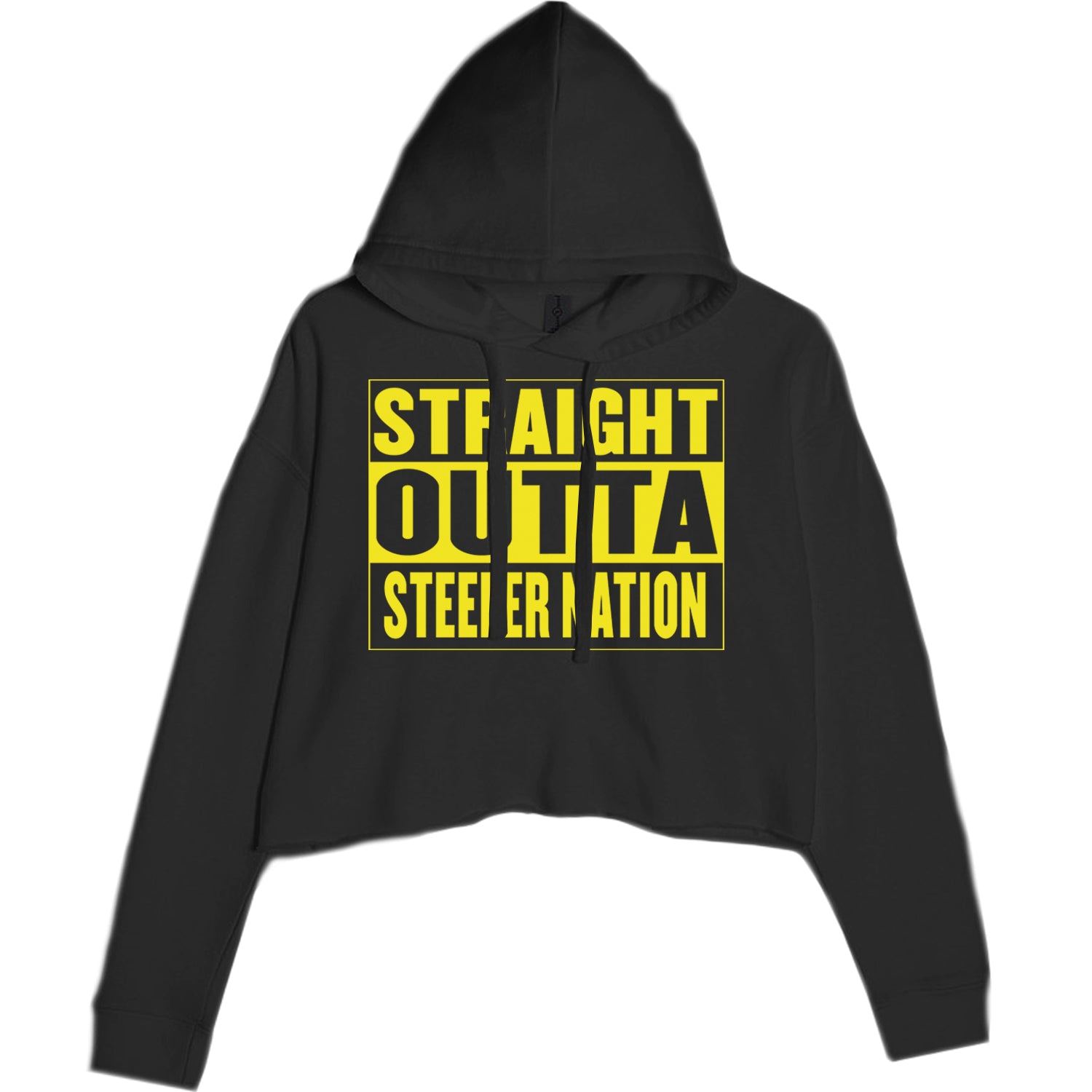 Straight Outta Steeler Nation Football  Cropped Hoodie Sweatshirt Black