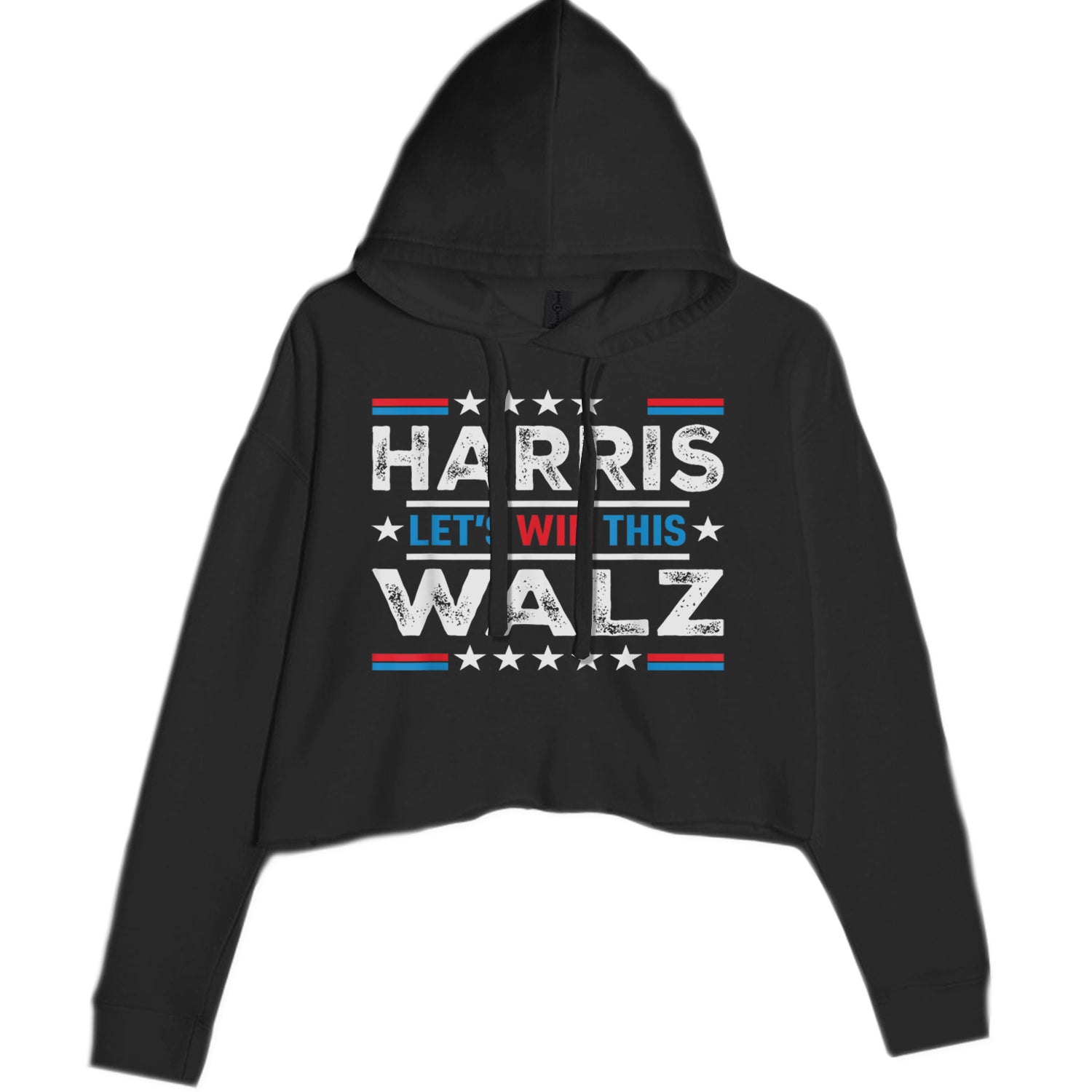 Kamala Harris and Tim Walz For President Cropped Hoodie Sweatshirt Black