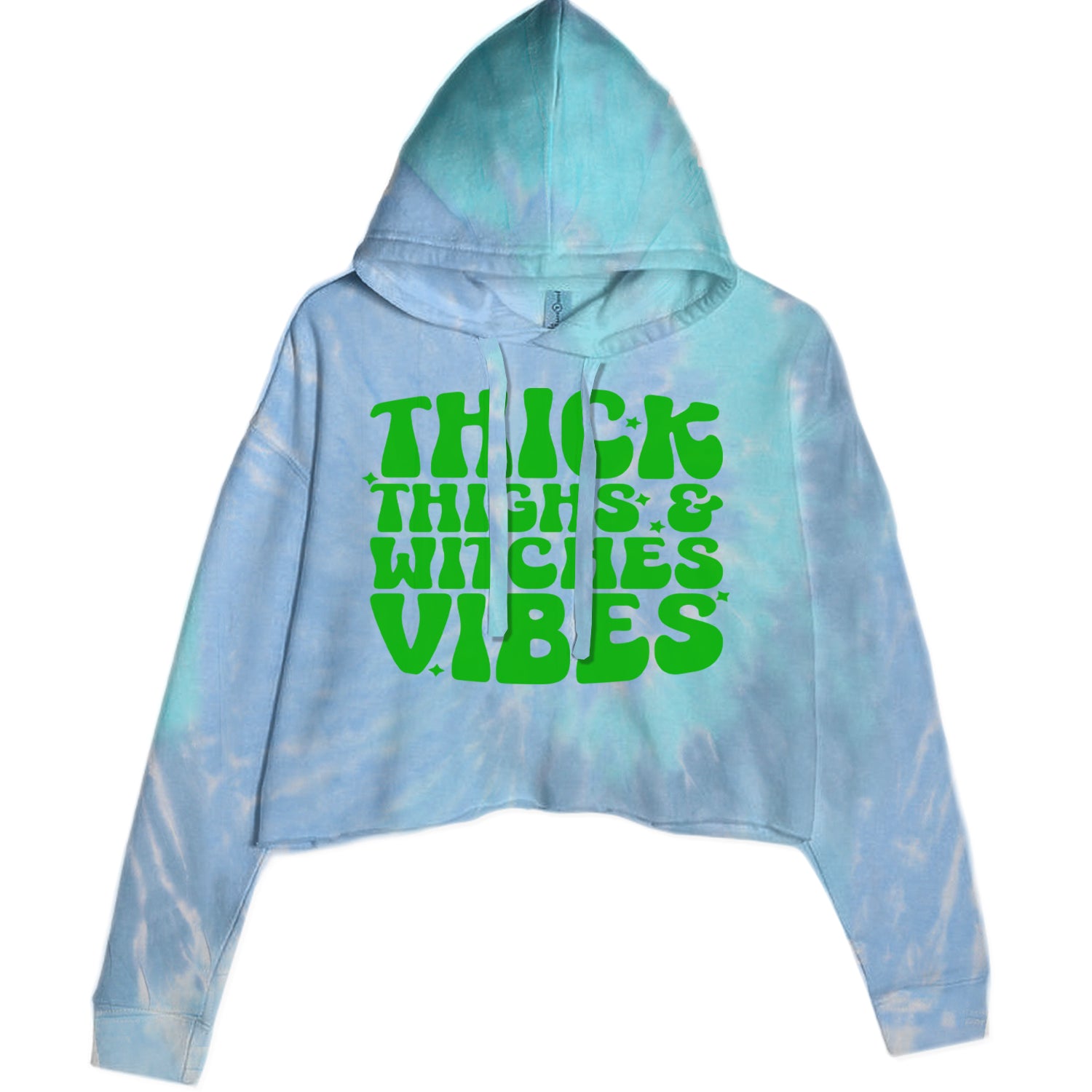 Thick Thighs And Witches Vibes Cropped Hoodie Sweatshirt Blue Clouds