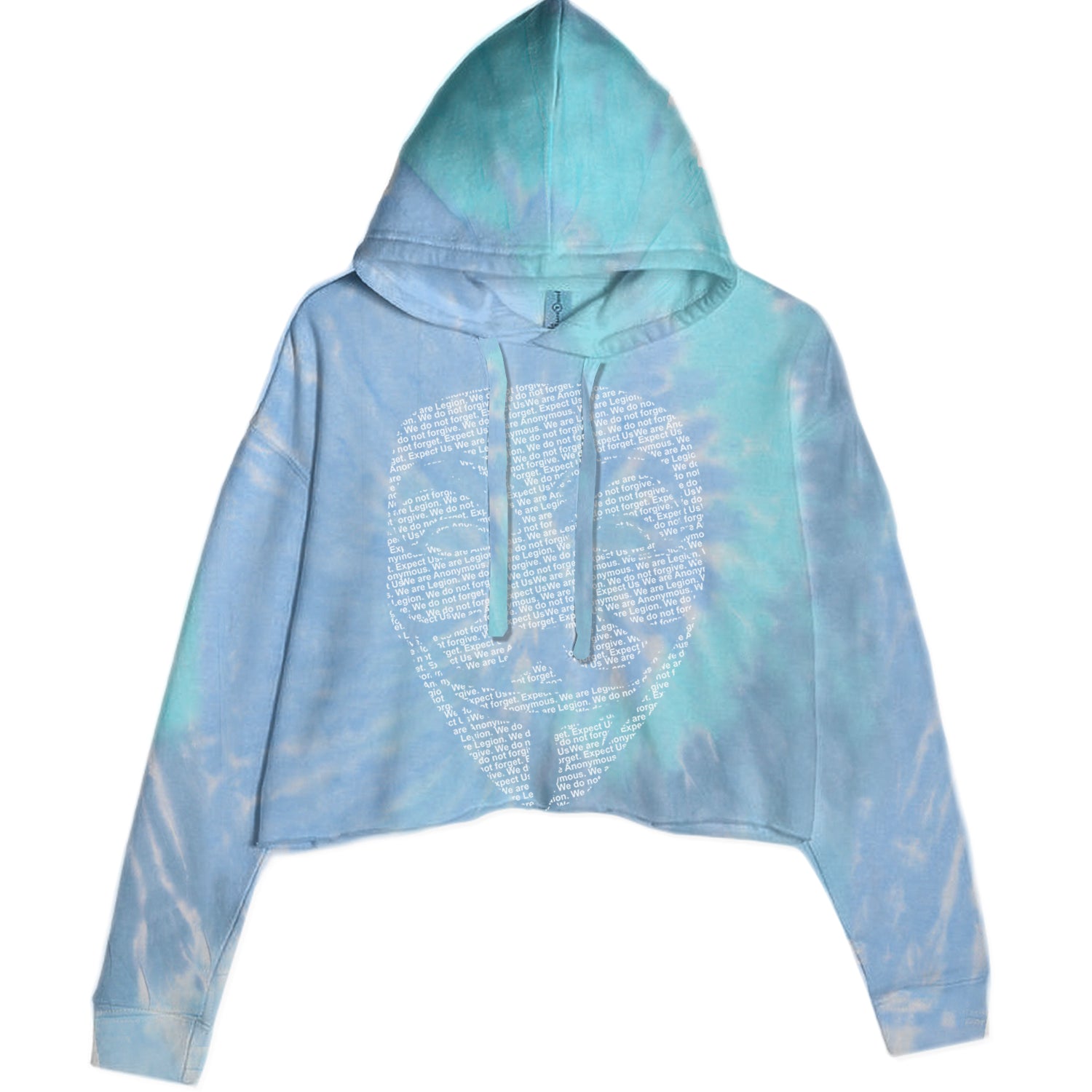 V For Vendetta Anonymous Mask Cropped Hoodie Sweatshirt Blue Clouds