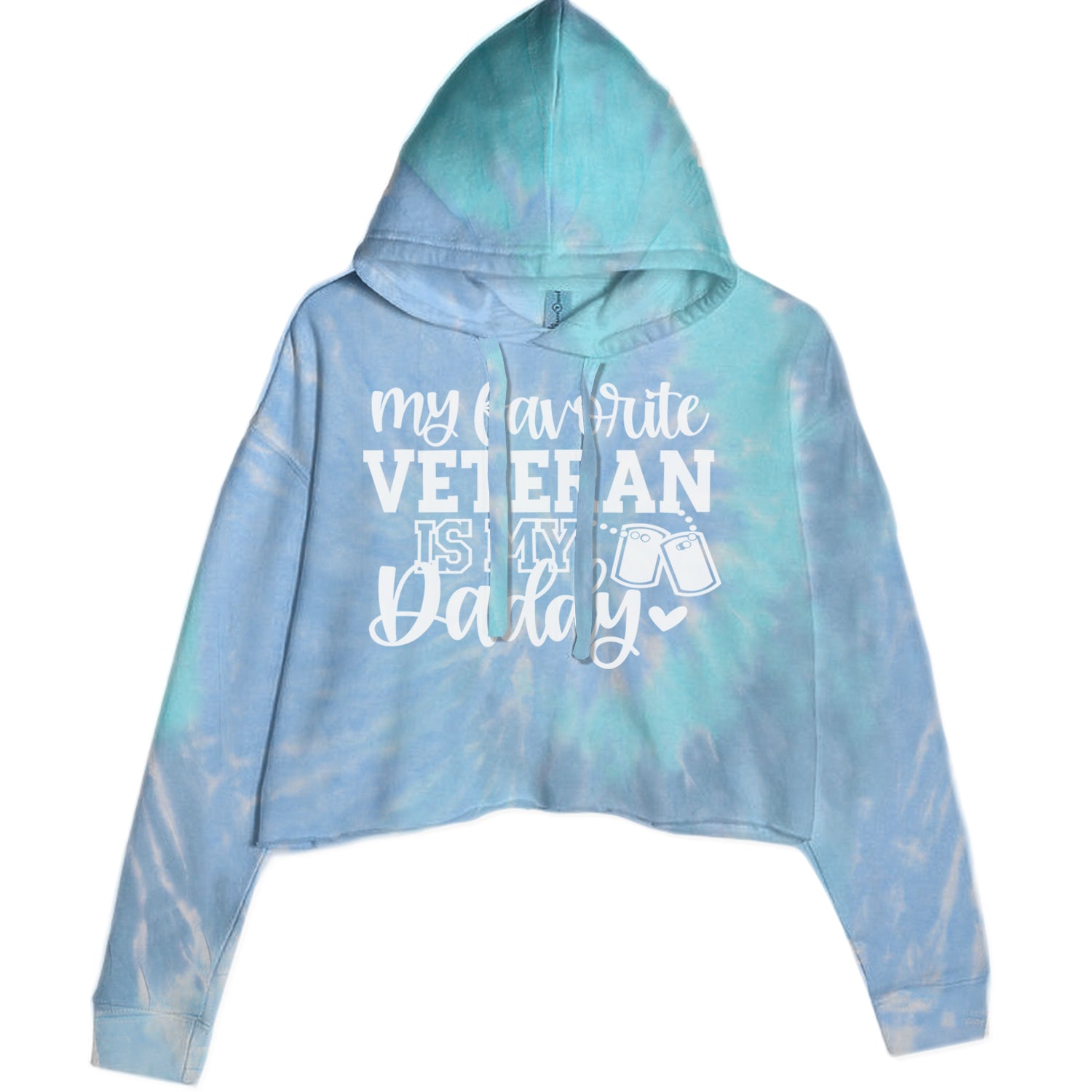 My Favorite Veteran Is My Daddy Cropped Hoodie Sweatshirt Blue Clouds