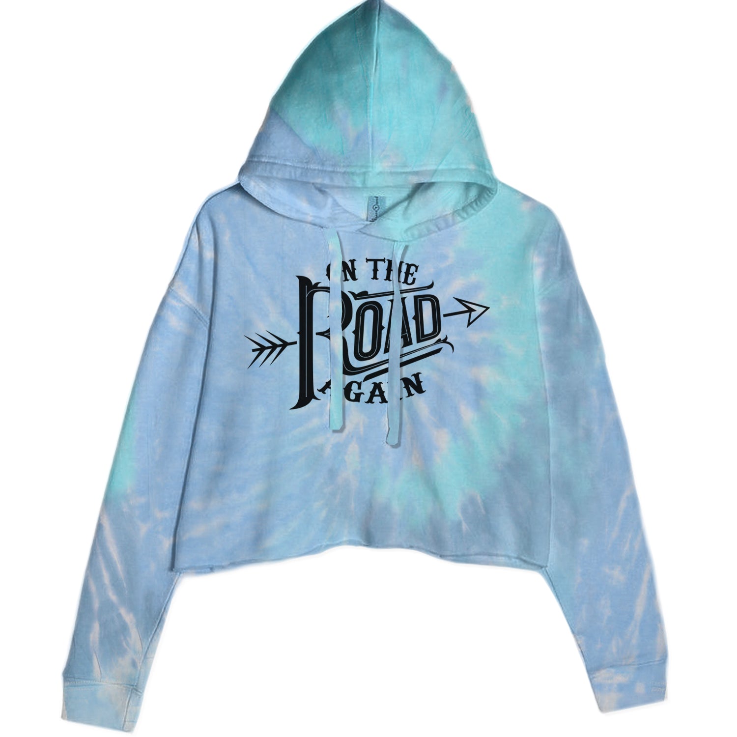 On The Road Again Hippy Country Music Cropped Hoodie Sweatshirt Blue Clouds