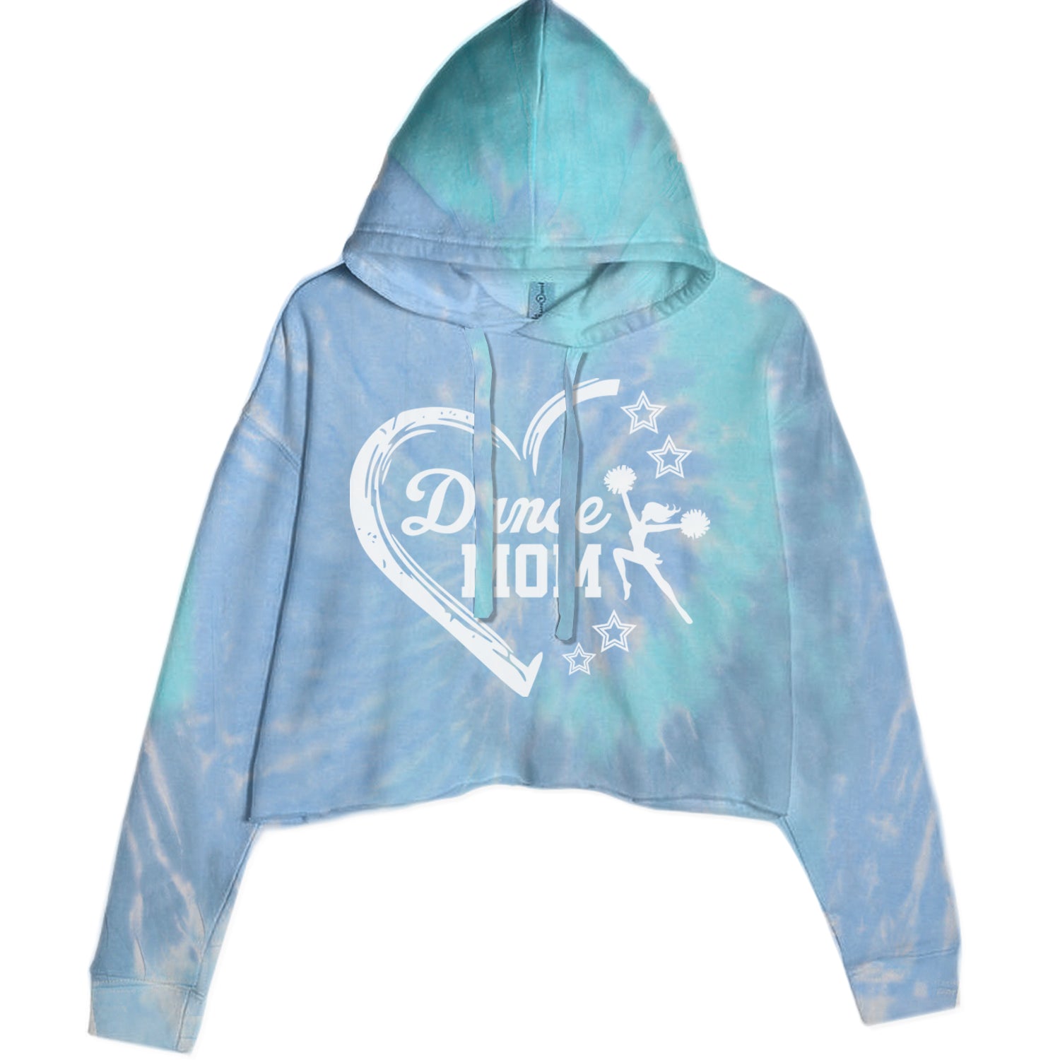 Heart Dance Mom Love Cropped Hoodie Sweatshirt Blue Clouds