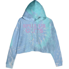 Spill Ur Guts Music Cropped Hoodie Sweatshirt Blue Clouds