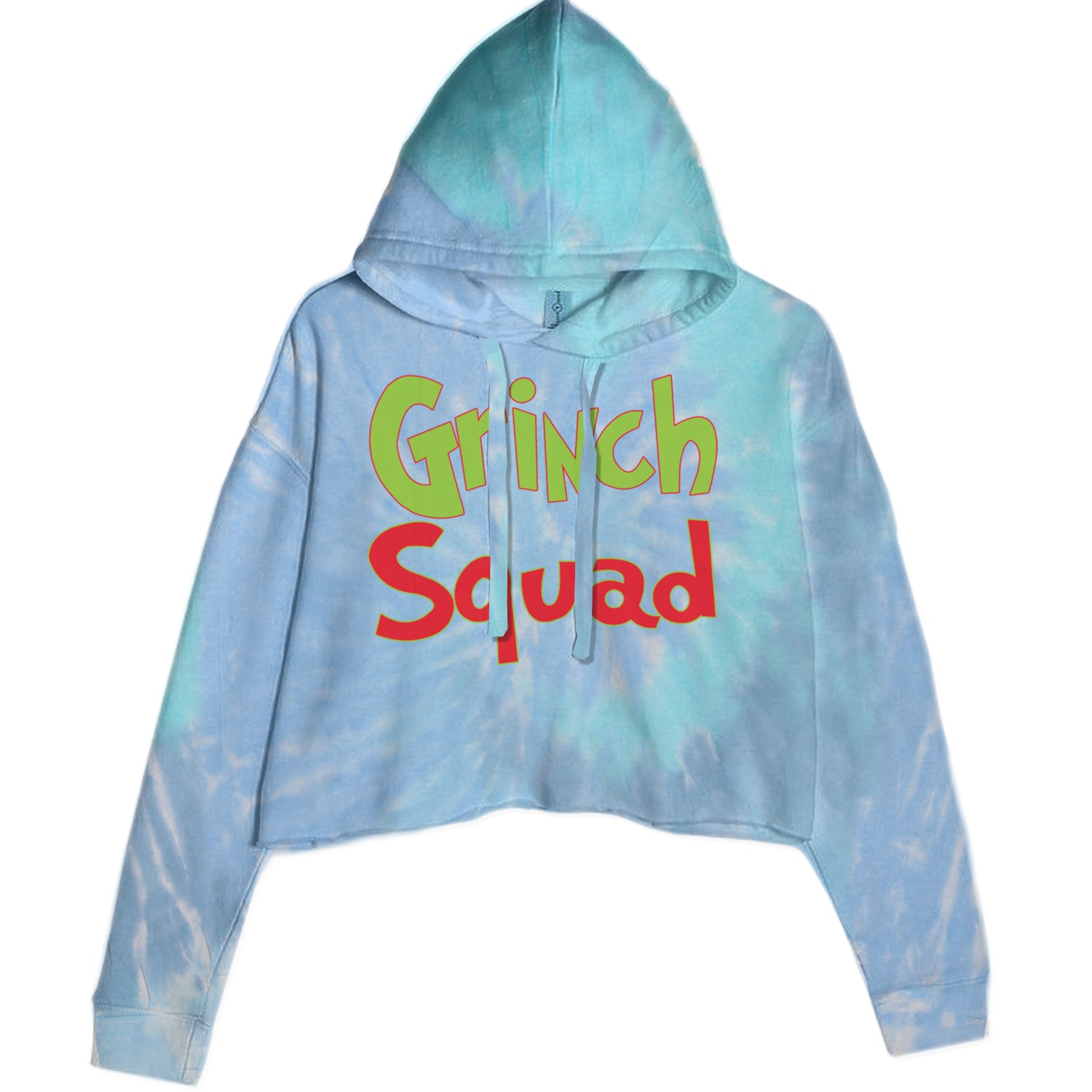 Gr-nch Squad Jolly Grinchmas Merry Christmas Cropped Hoodie Sweatshirt Blue Clouds