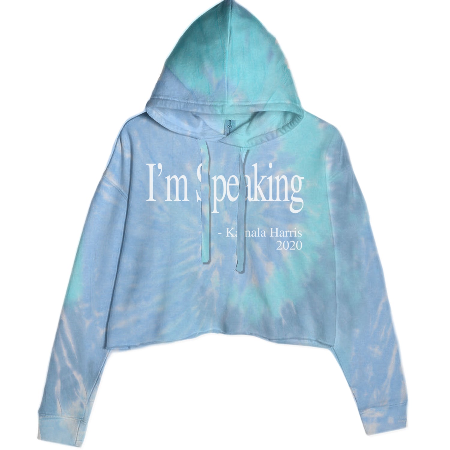 I'm Speaking - Kamala Harris Quote Cropped Hoodie Sweatshirt Blue Clouds