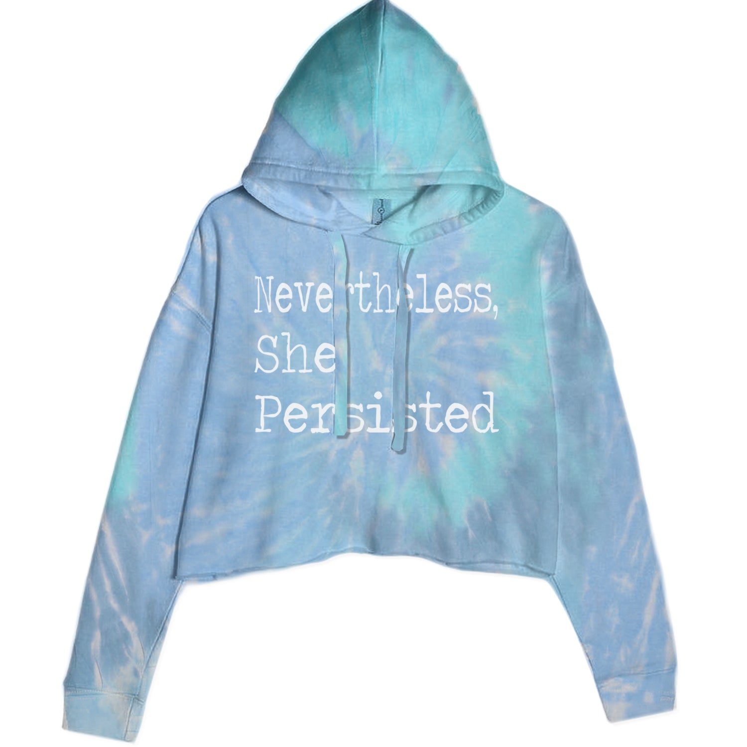 Nevertheless, She Persisted  Cropped Hoodie Sweatshirt Blue Clouds