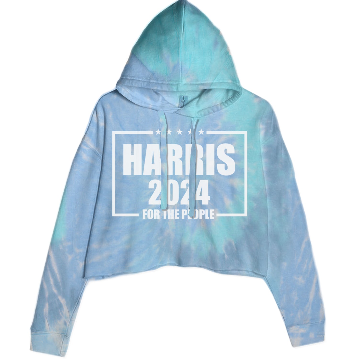 Harris 2024 - Vote For Kamala For President Cropped Hoodie Sweatshirt Blue Clouds