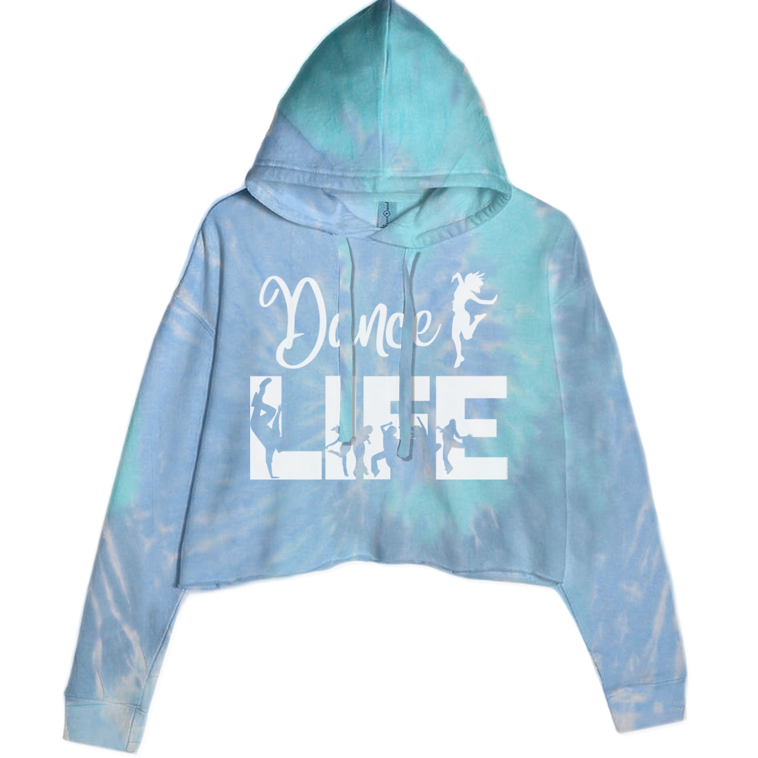 Dance Life Silhouette Dancers Cropped Hoodie Sweatshirt Blue Clouds