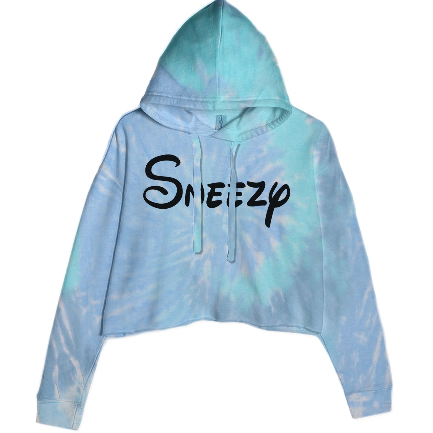 Sneezy - 7 Dwarfs Costume Cropped Hoodie Sweatshirt Blue Clouds