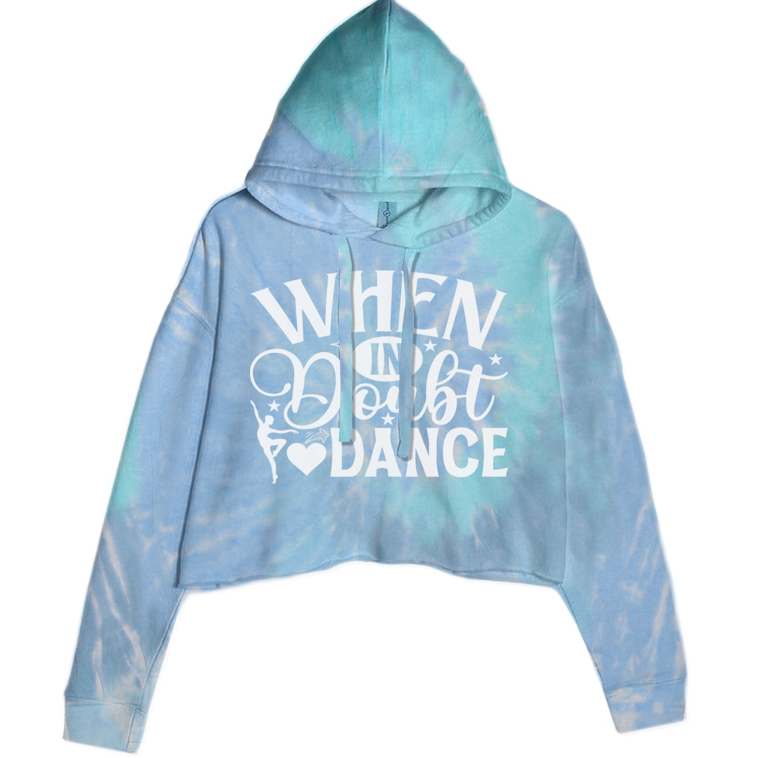 When In Doubt, Dance Cropped Hoodie Sweatshirt Blue Clouds