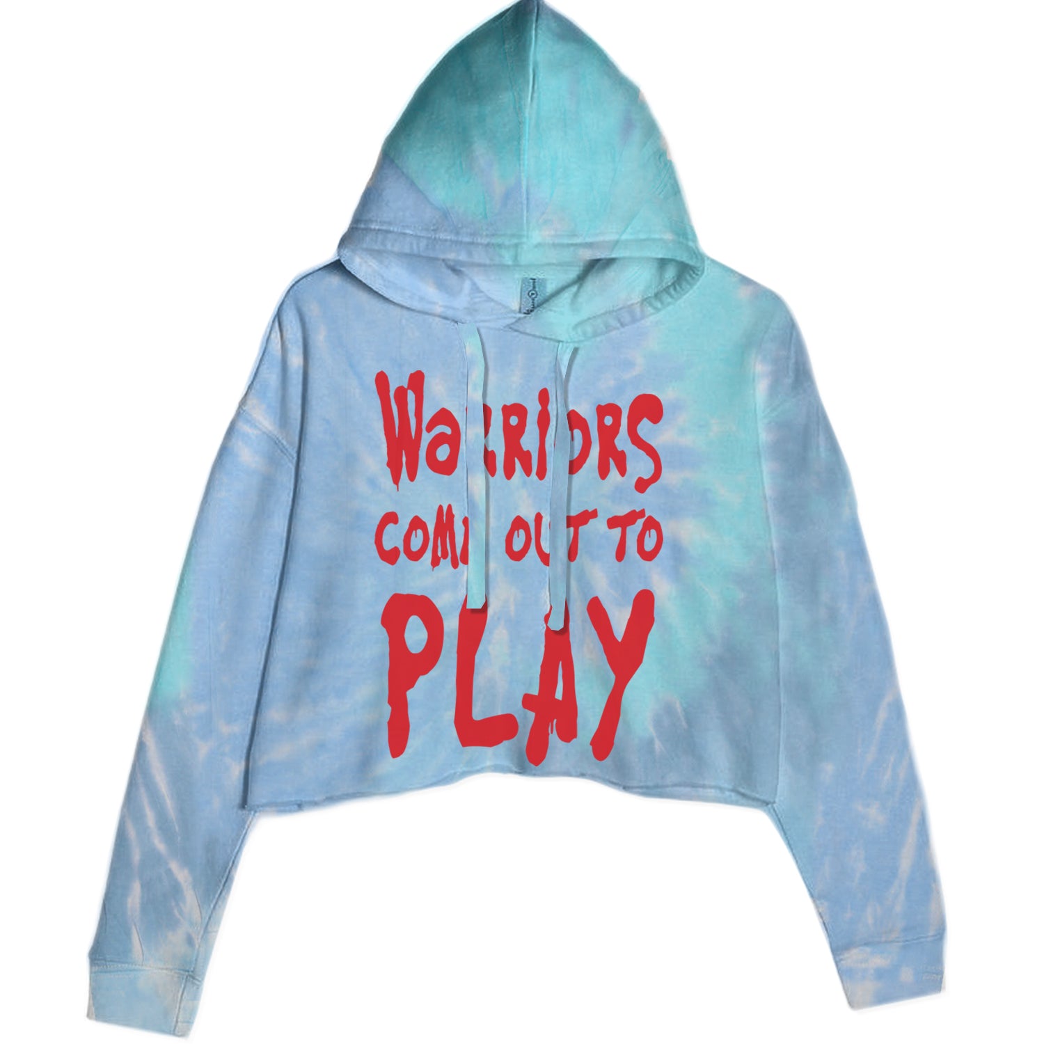 Warriors Come Out To Play  Cropped Hoodie Sweatshirt Blue Clouds