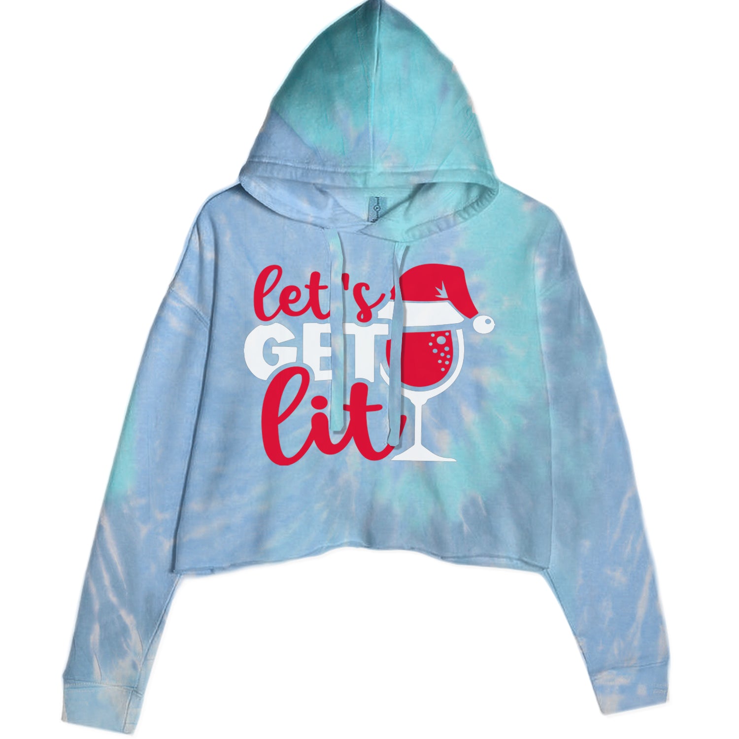 Let’s Get Lit Cropped Hoodie Sweatshirt Blue Clouds