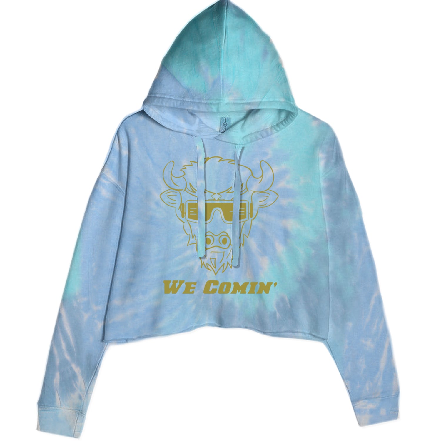 We Coming Coach Prime Colorado Cropped Hoodie Sweatshirt Blue Clouds