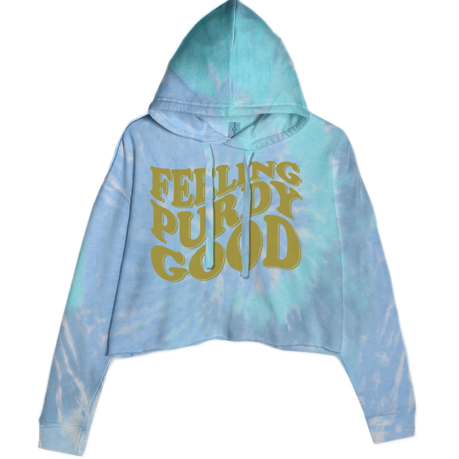 Feeling Purdy Good San Francisco Cropped Hoodie Sweatshirt Blue Clouds