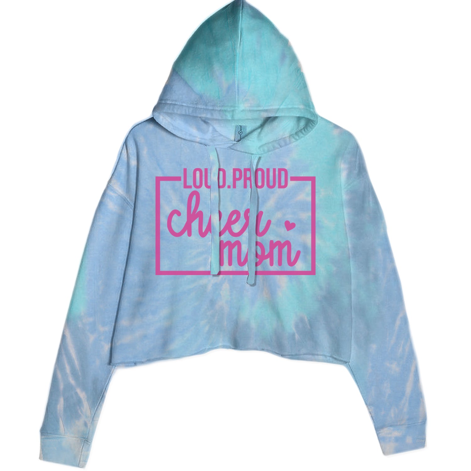 Loud Proud Cheerleader Mom Cropped Hoodie Sweatshirt Blue Clouds